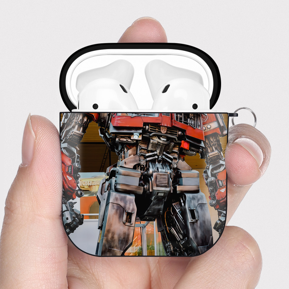 （画像用） Transformers トランスフォーマー AirPods 第2世代保護ケース ハードシェル ブラック 耐衝撃・防指紋・カラビナ付き