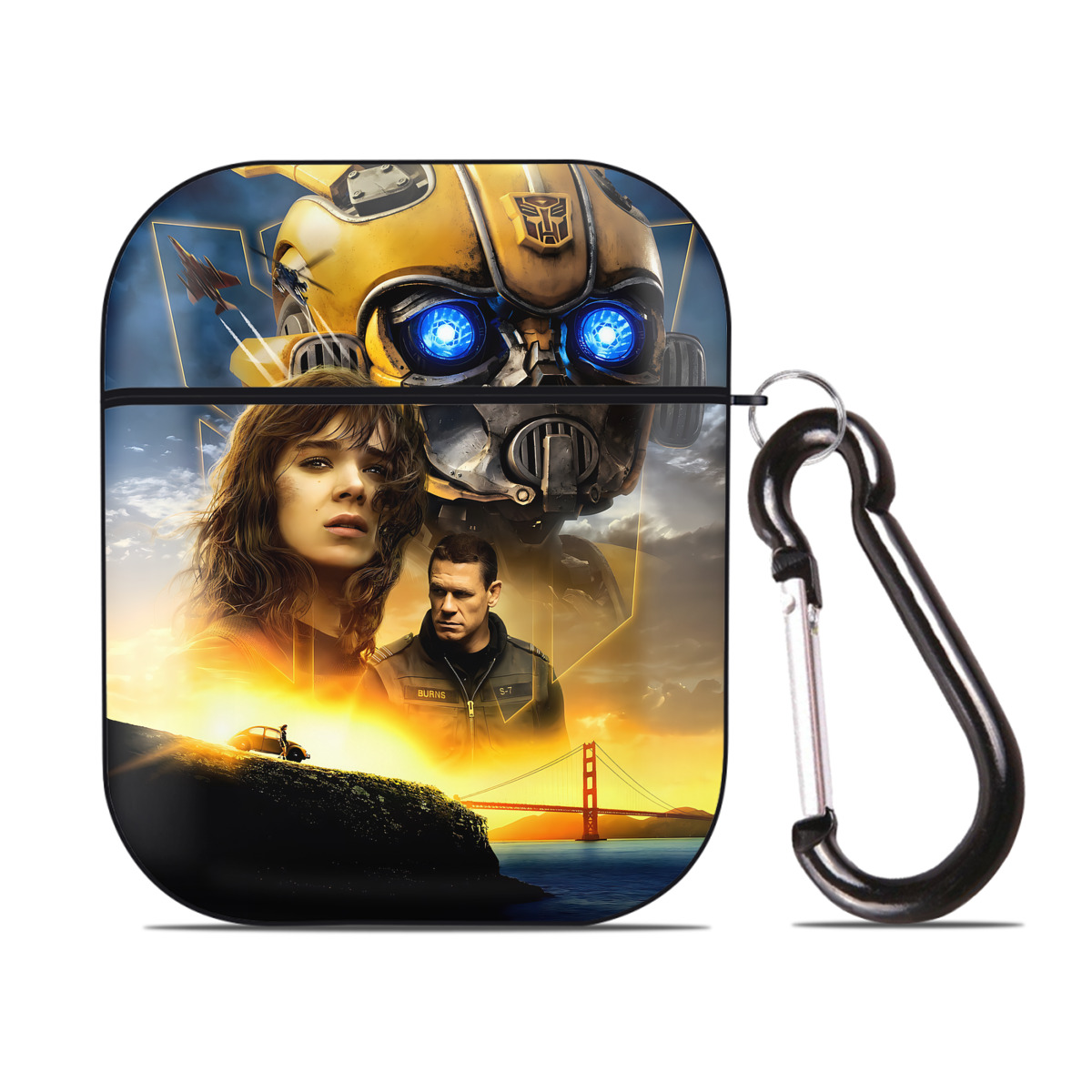 （画像用） Transformers トランスフォーマー AirPods 第2世代保護ケース ハードシェル ブラック 耐衝撃・防指紋・カラビナ付き