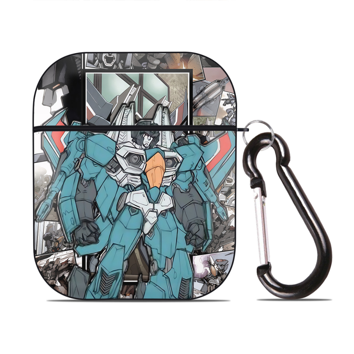 （画像用） Transformers トランスフォーマー AirPods 第2世代保護ケース ハードシェル ブラック 耐衝撃・防指紋・カラビナ付き