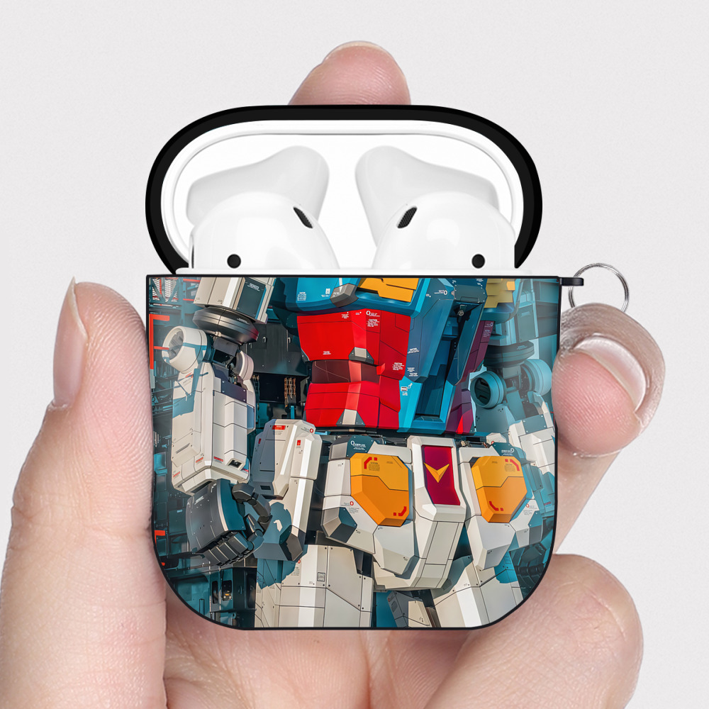 （画像用） Transformers トランスフォーマー AirPods 第2世代保護ケース ハードシェル ブラック 耐衝撃・防指紋・カラビナ付き