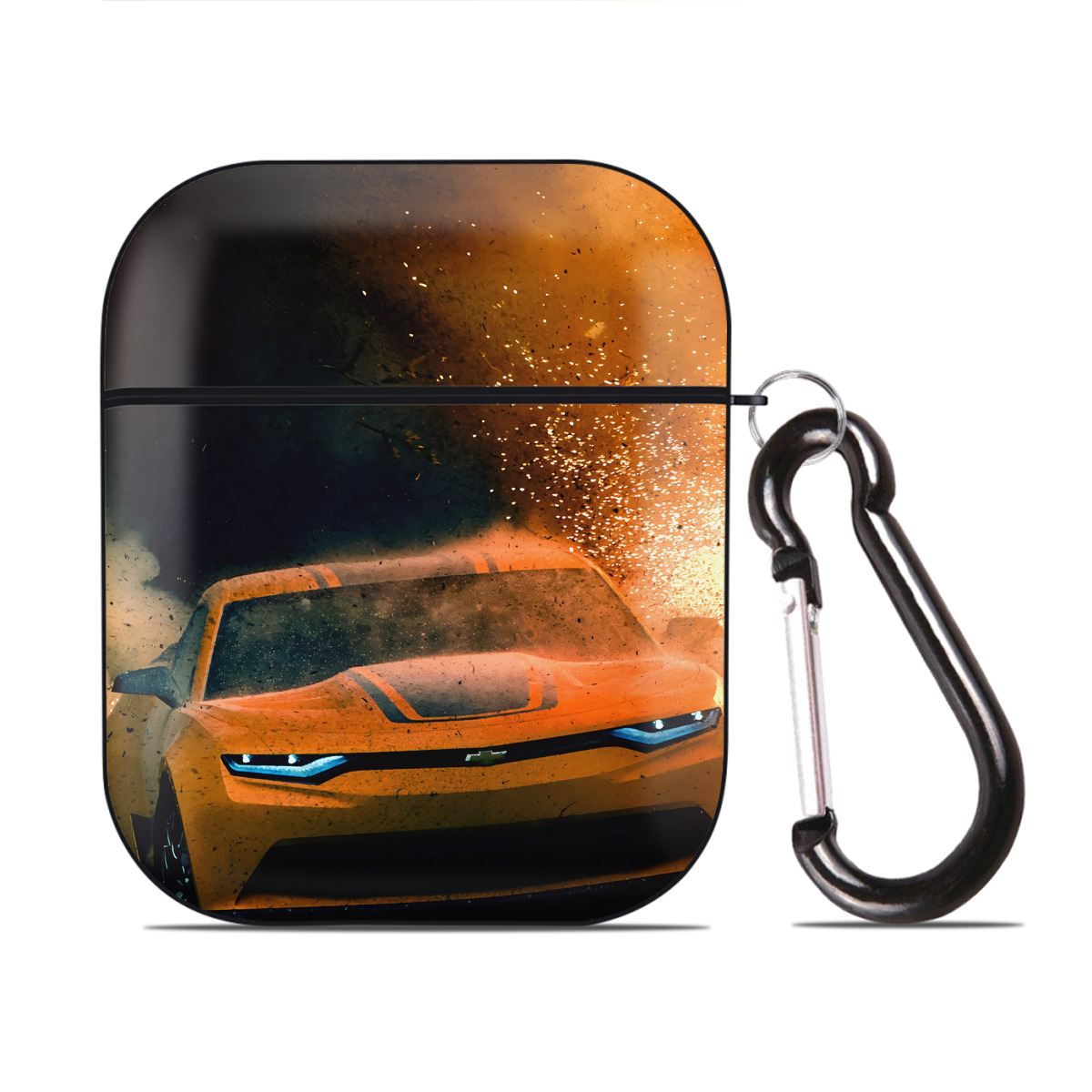 （画像用） Transformers トランスフォーマー AirPods 第2世代保護ケース ハードシェル ブラック 耐衝撃・防指紋・カラビナ付き