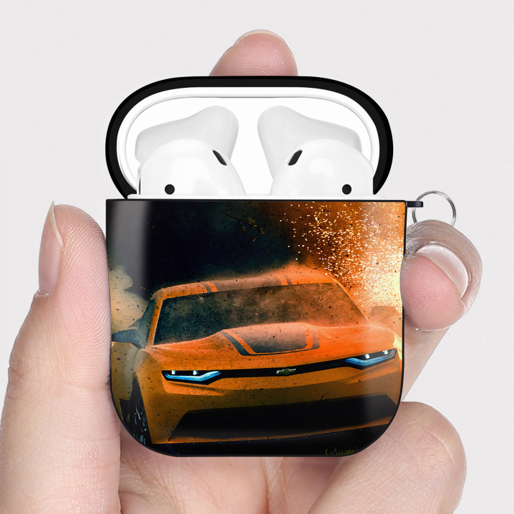 （画像用） Transformers トランスフォーマー AirPods 第2世代保護ケース ハードシェル ブラック 耐衝撃・防指紋・カラビナ付き