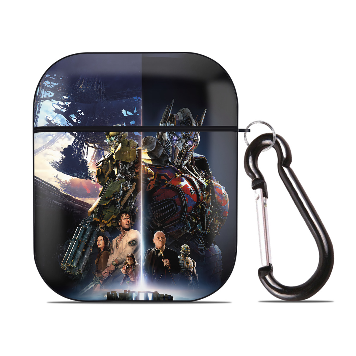 （画像用） Transformers トランスフォーマー AirPods 第2世代保護ケース ハードシェル ブラック 耐衝撃・防指紋・カラビナ付き