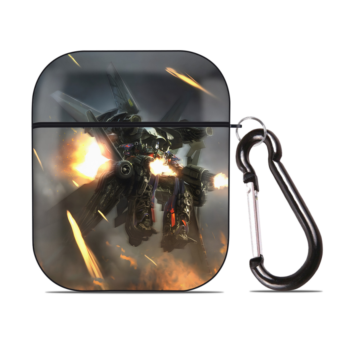 （画像用） Transformers トランスフォーマー AirPods 第2世代保護ケース ハードシェル ブラック 耐衝撃・防指紋・カラビナ付き