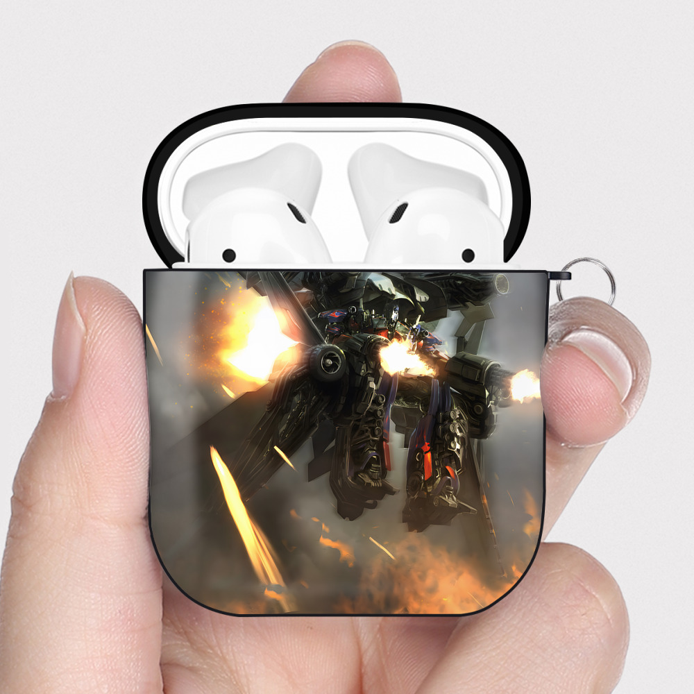 （画像用） Transformers トランスフォーマー AirPods 第2世代保護ケース ハードシェル ブラック 耐衝撃・防指紋・カラビナ付き