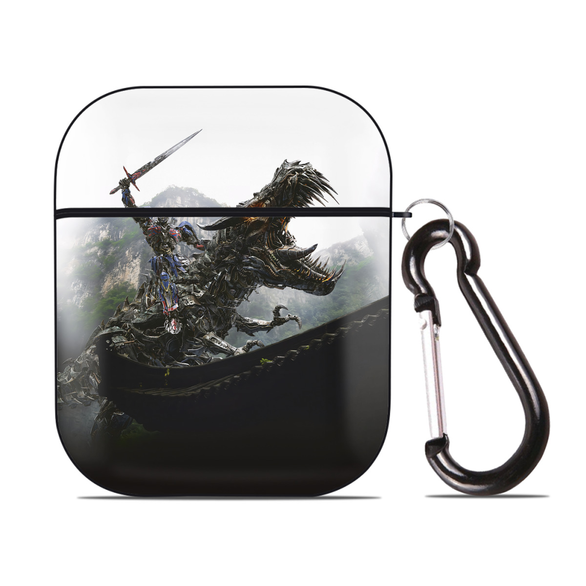 （画像用） Transformers トランスフォーマー AirPods 第2世代保護ケース ハードシェル ブラック 耐衝撃・防指紋・カラビナ付き