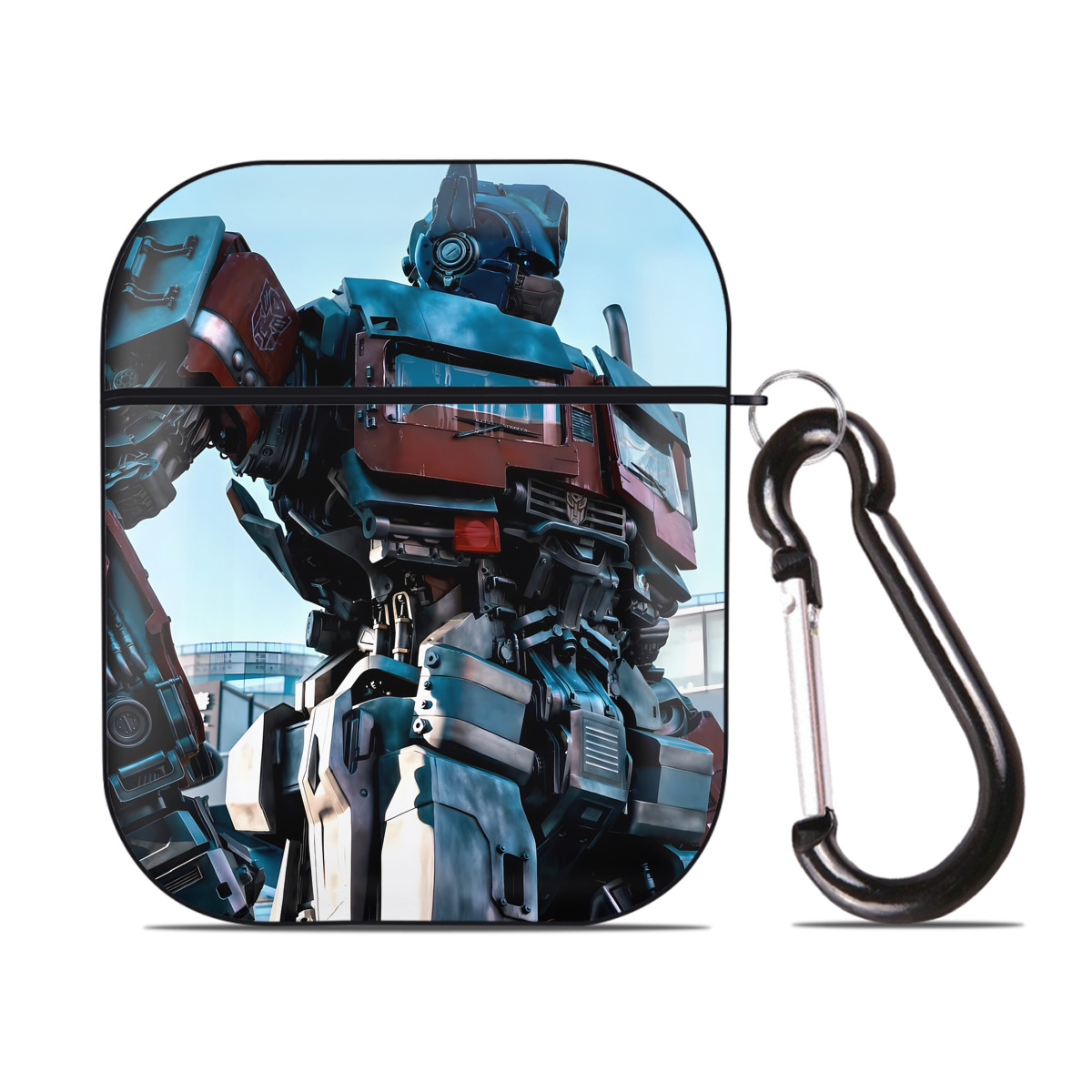 （画像用） Transformers トランスフォーマー AirPods 第2世代保護ケース ハードシェル ブラック 耐衝撃・防指紋・カラビナ付き