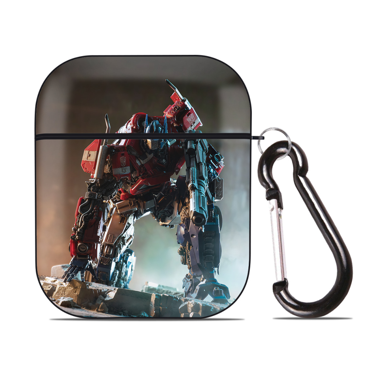 （画像用） Transformers トランスフォーマー AirPods 第2世代保護ケース ハードシェル ブラック 耐衝撃・防指紋・カラビナ付き