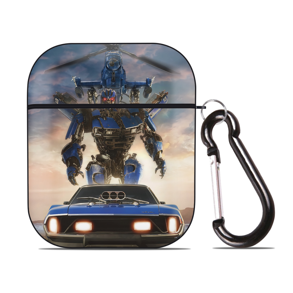 （画像用） Transformers トランスフォーマー AirPods 第2世代保護ケース ハードシェル ブラック 耐衝撃・防指紋・カラビナ付き