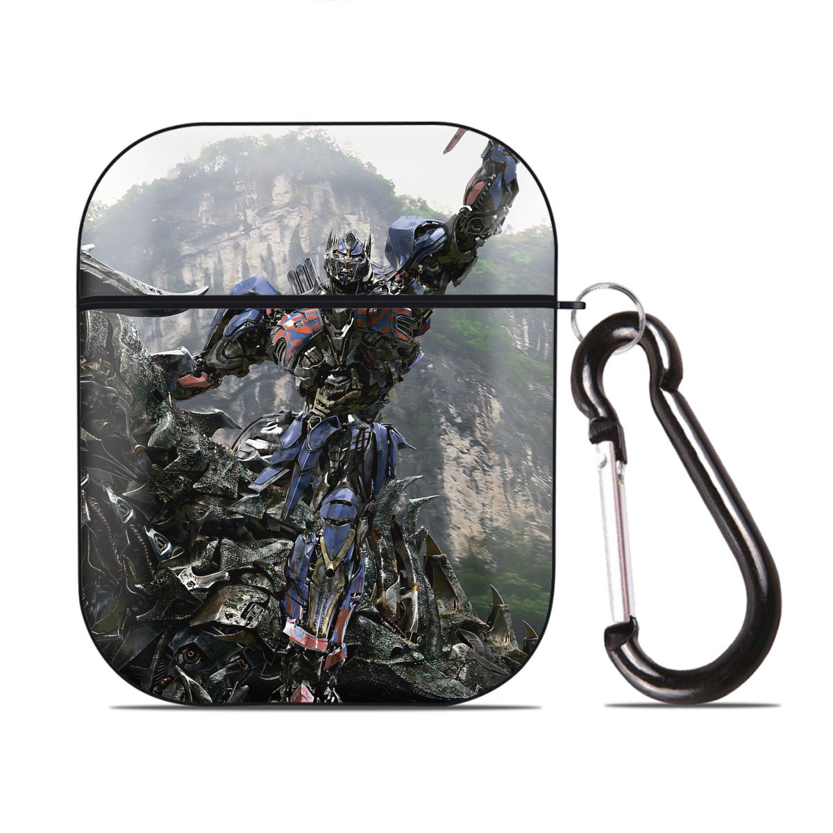 （画像用） Transformers トランスフォーマー AirPods 第2世代保護ケース ハードシェル ブラック 耐衝撃・防指紋・カラビナ付き