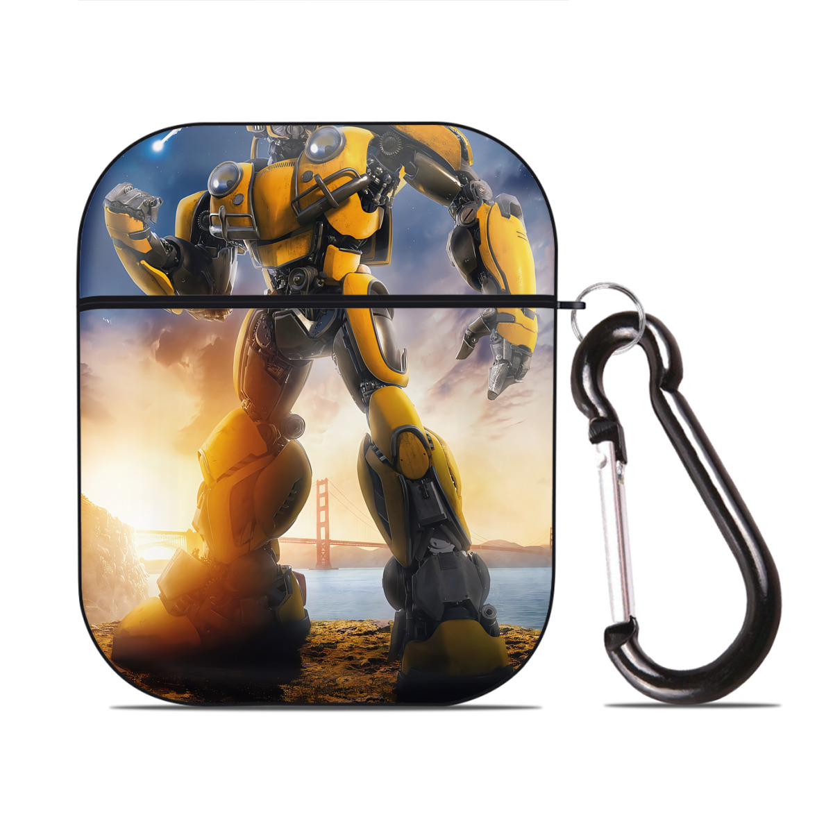 （画像用） Transformers トランスフォーマー AirPods 第2世代保護ケース ハードシェル ブラック 耐衝撃・防指紋・カラビナ付き