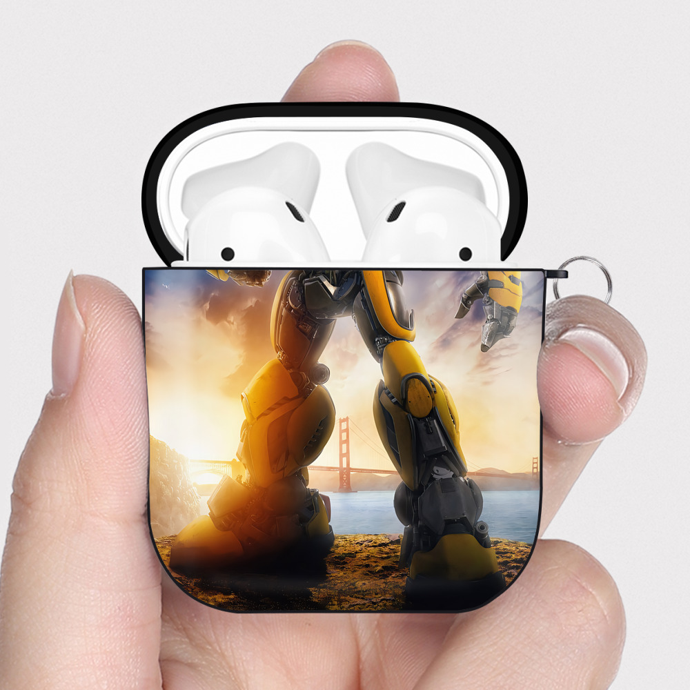 （画像用） Transformers トランスフォーマー AirPods 第2世代保護ケース ハードシェル ブラック 耐衝撃・防指紋・カラビナ付き