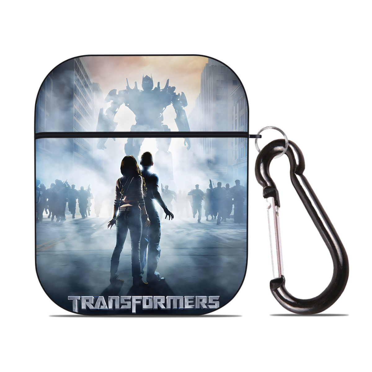 （画像用） Transformers トランスフォーマー AirPods 第2世代保護ケース ハードシェル ブラック 耐衝撃・防指紋・カラビナ付き