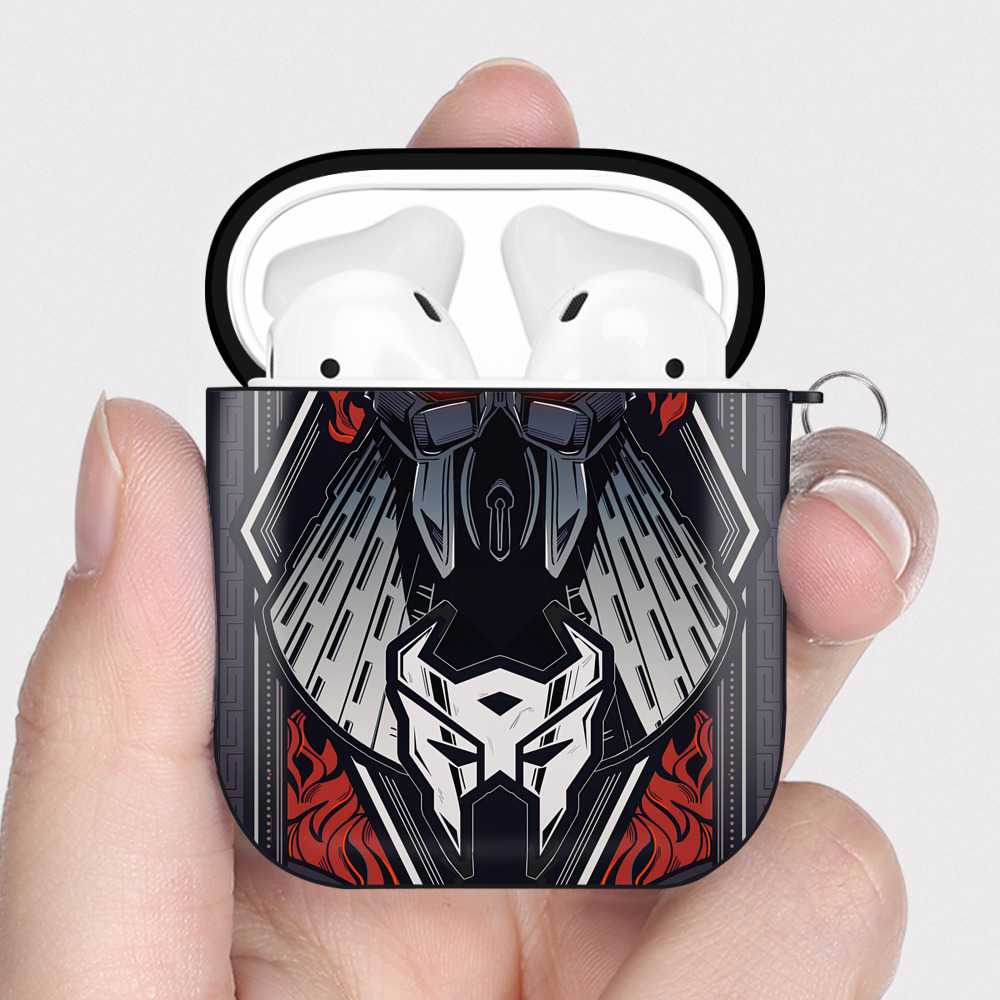 （画像用） Transformers トランスフォーマー AirPods 第2世代保護ケース ハードシェル ブラック 耐衝撃・防指紋・カラビナ付き