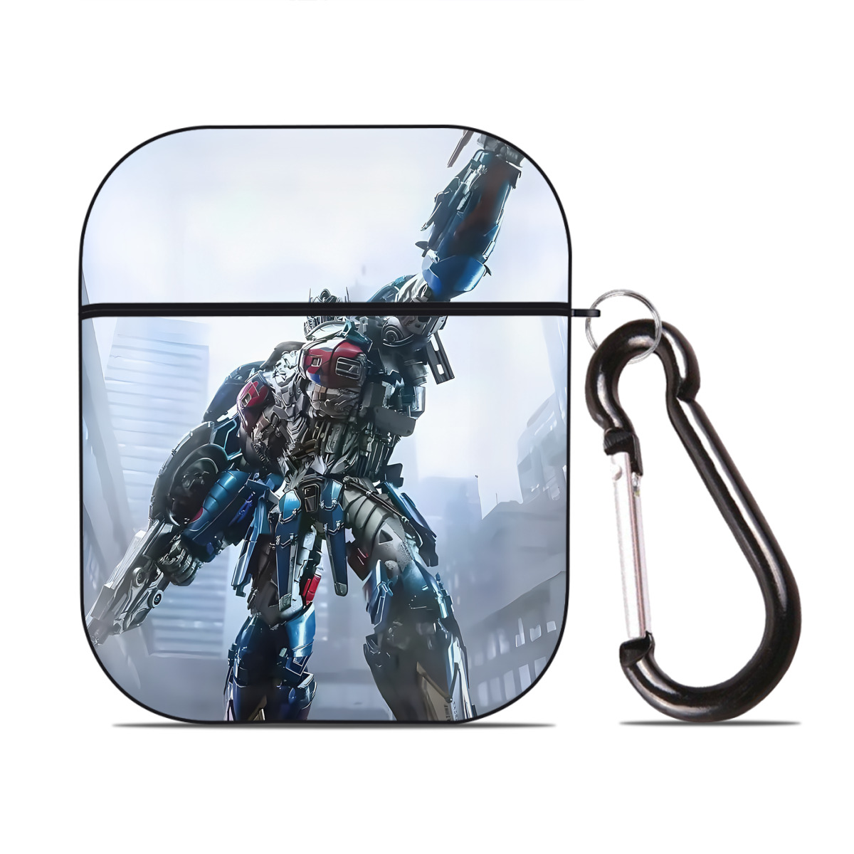 （画像用） Transformers トランスフォーマー AirPods 第2世代保護ケース ハードシェル ブラック 耐衝撃・防指紋・カラビナ付き