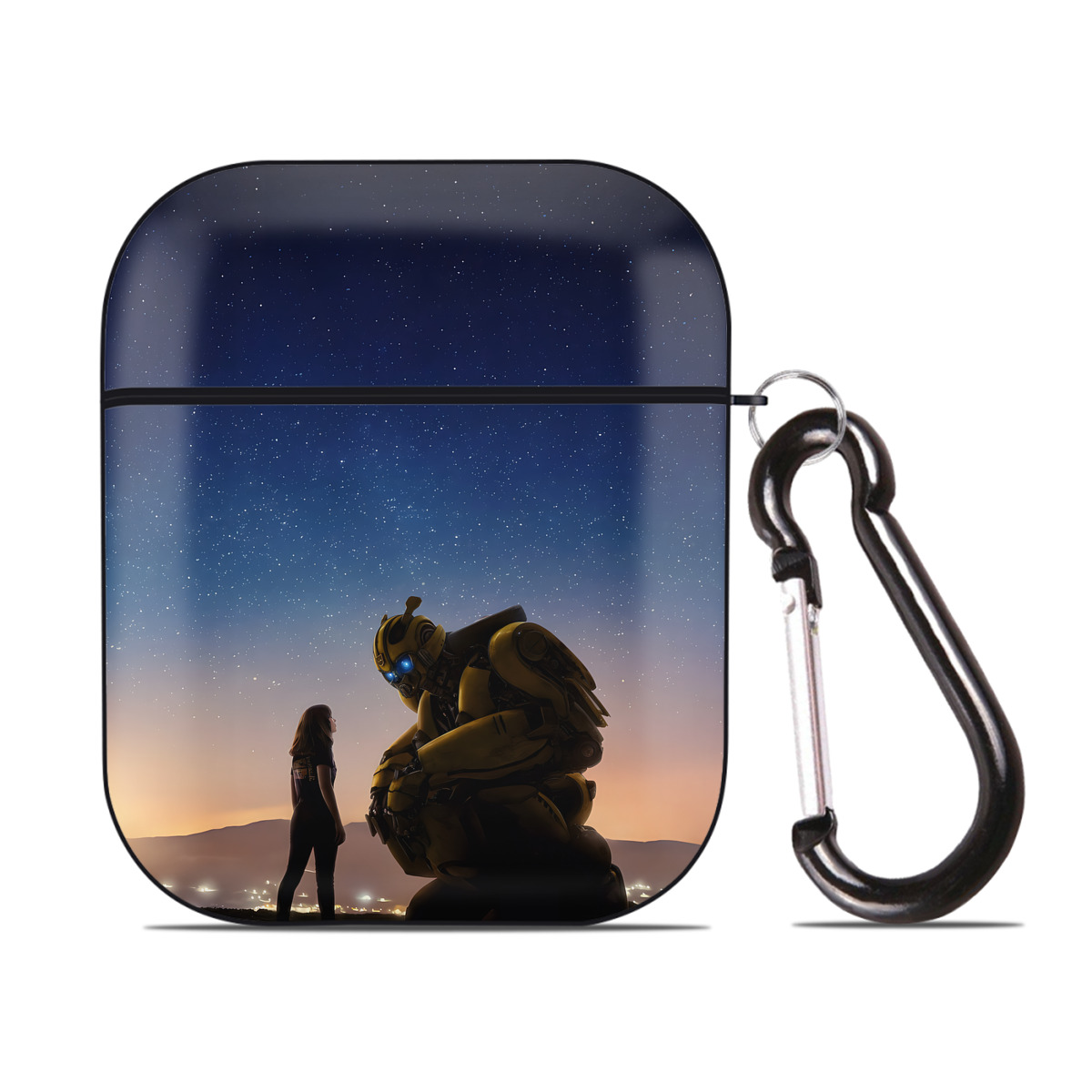 （画像用） Transformers トランスフォーマー AirPods 第2世代保護ケース ハードシェル ブラック 耐衝撃・防指紋・カラビナ付き