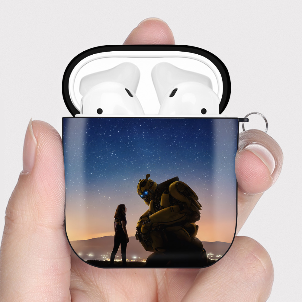 （画像用） Transformers トランスフォーマー AirPods 第2世代保護ケース ハードシェル ブラック 耐衝撃・防指紋・カラビナ付き