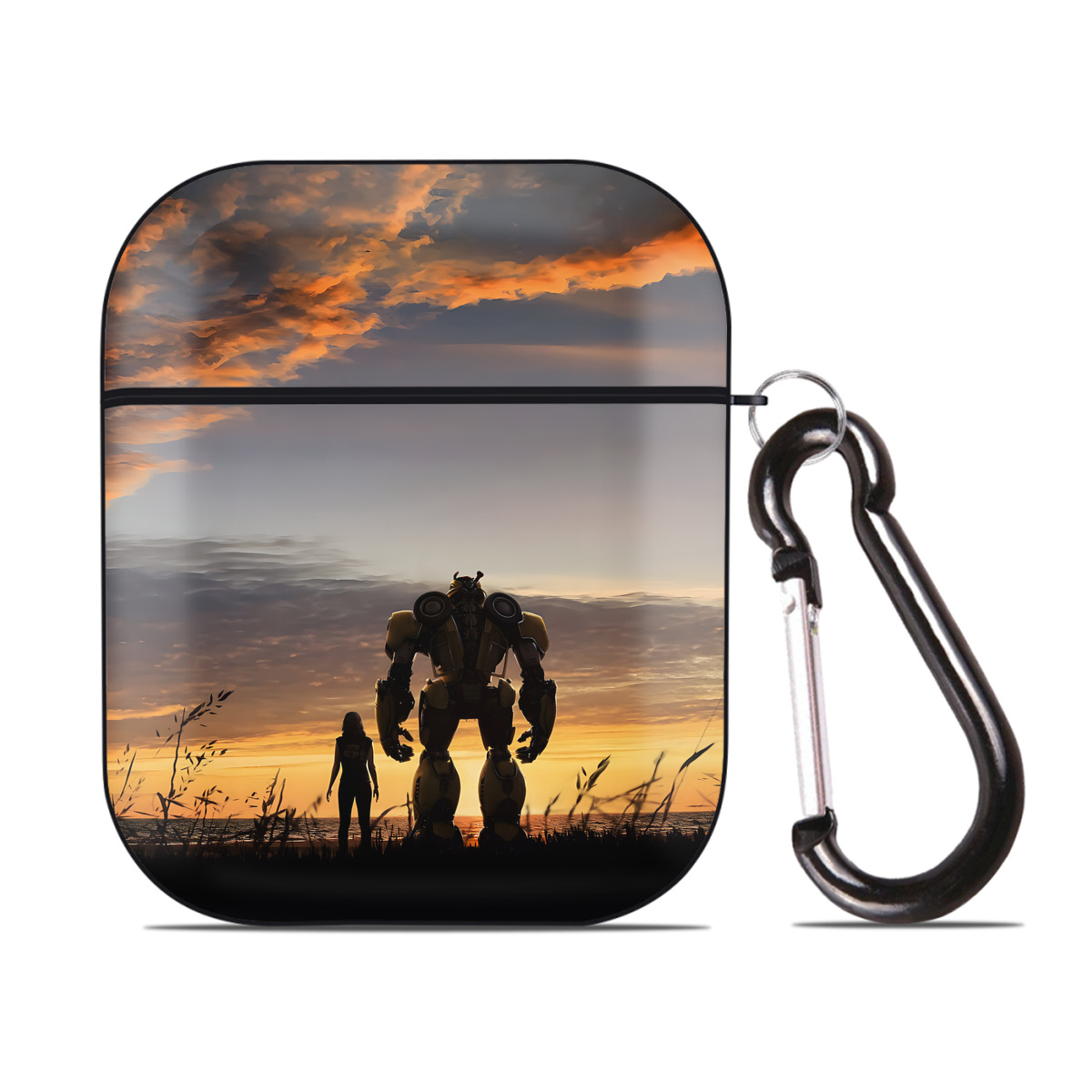 （画像用） Transformers トランスフォーマー AirPods 第2世代保護ケース ハードシェル ブラック 耐衝撃・防指紋・カラビナ付き