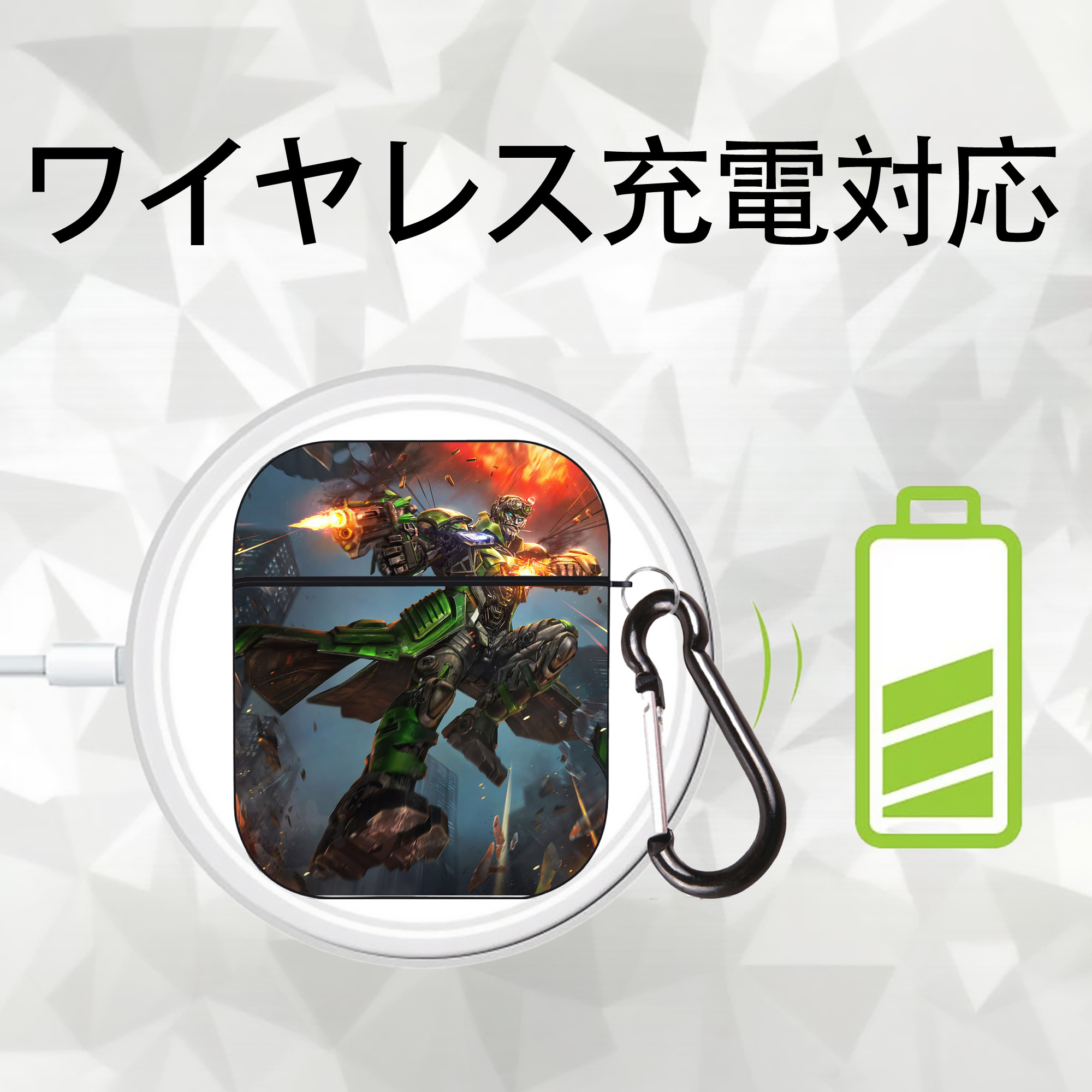 Transformers トランスフォーマー AirPods 第2世代保護ケース ハードシェル ブラック 耐衝撃・防指紋・カラビナ付き
