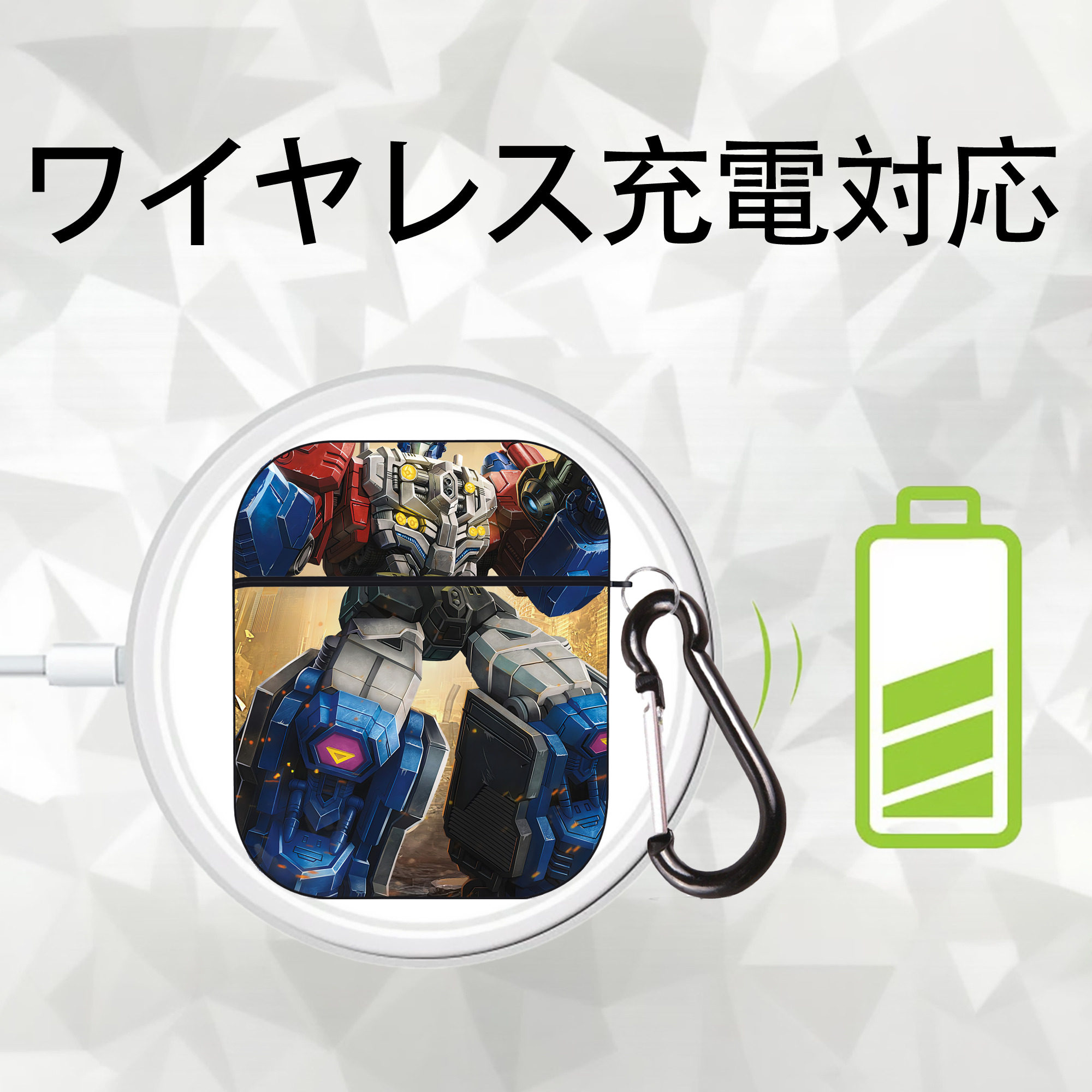 Transformers トランスフォーマー AirPods 第2世代保護ケース ハードシェル ブラック 耐衝撃・防指紋・カラビナ付き