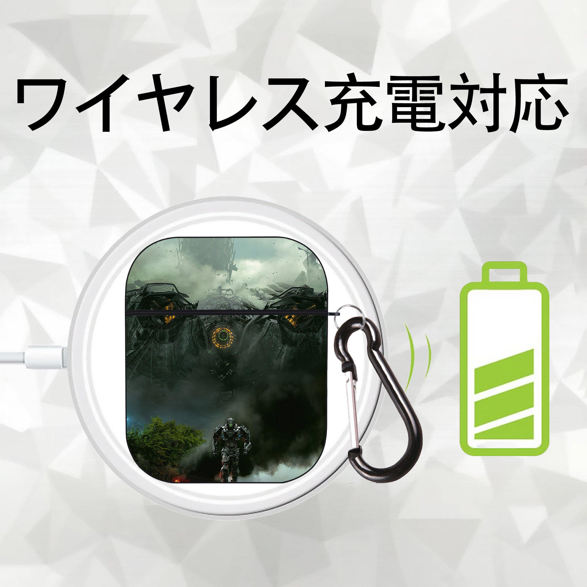 Transformers トランスフォーマー AirPods 第2世代保護ケース ハードシェル ブラック 耐衝撃・防指紋・カラビナ付き