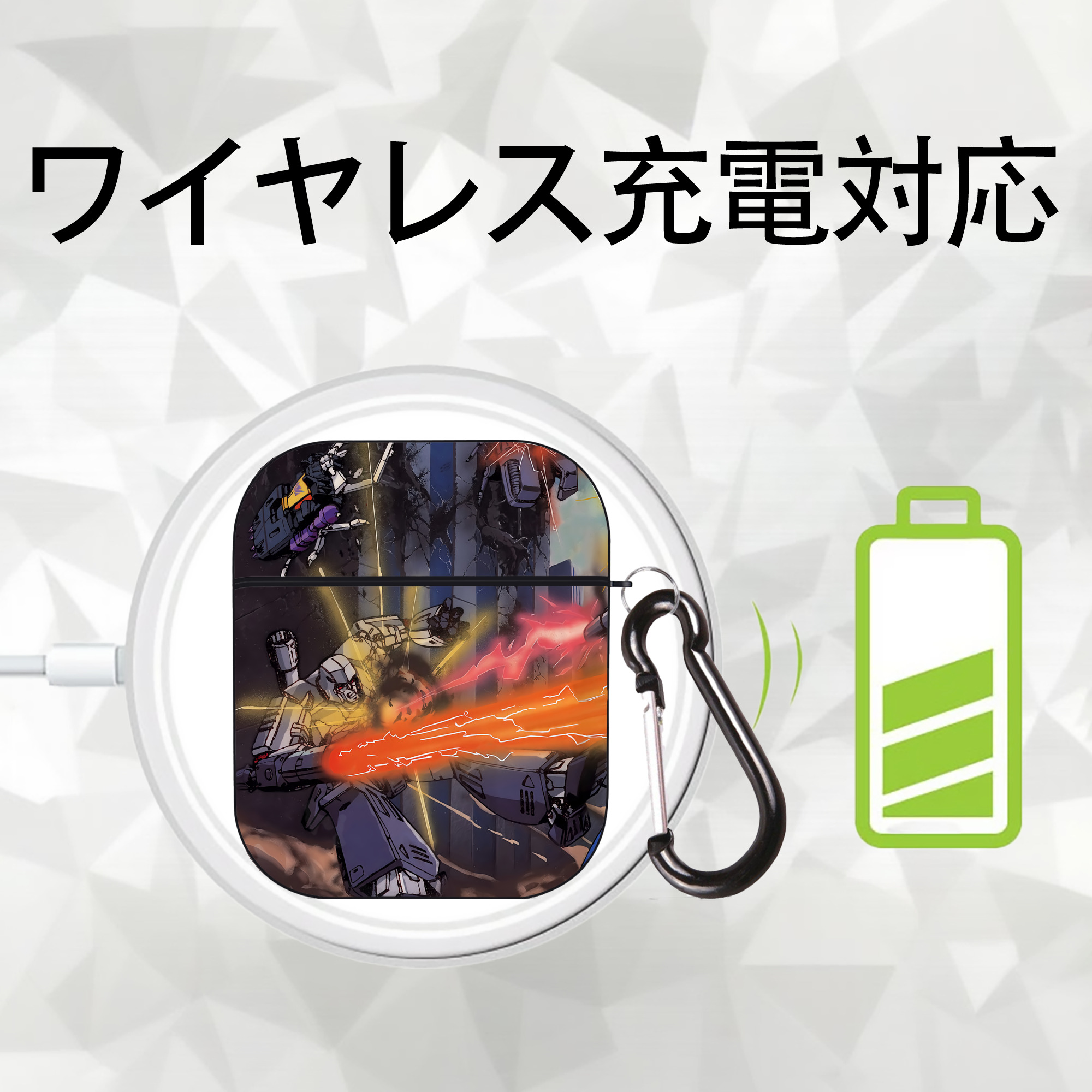 Transformers トランスフォーマー AirPods 第2世代保護ケース ハードシェル ブラック 耐衝撃・防指紋・カラビナ付き