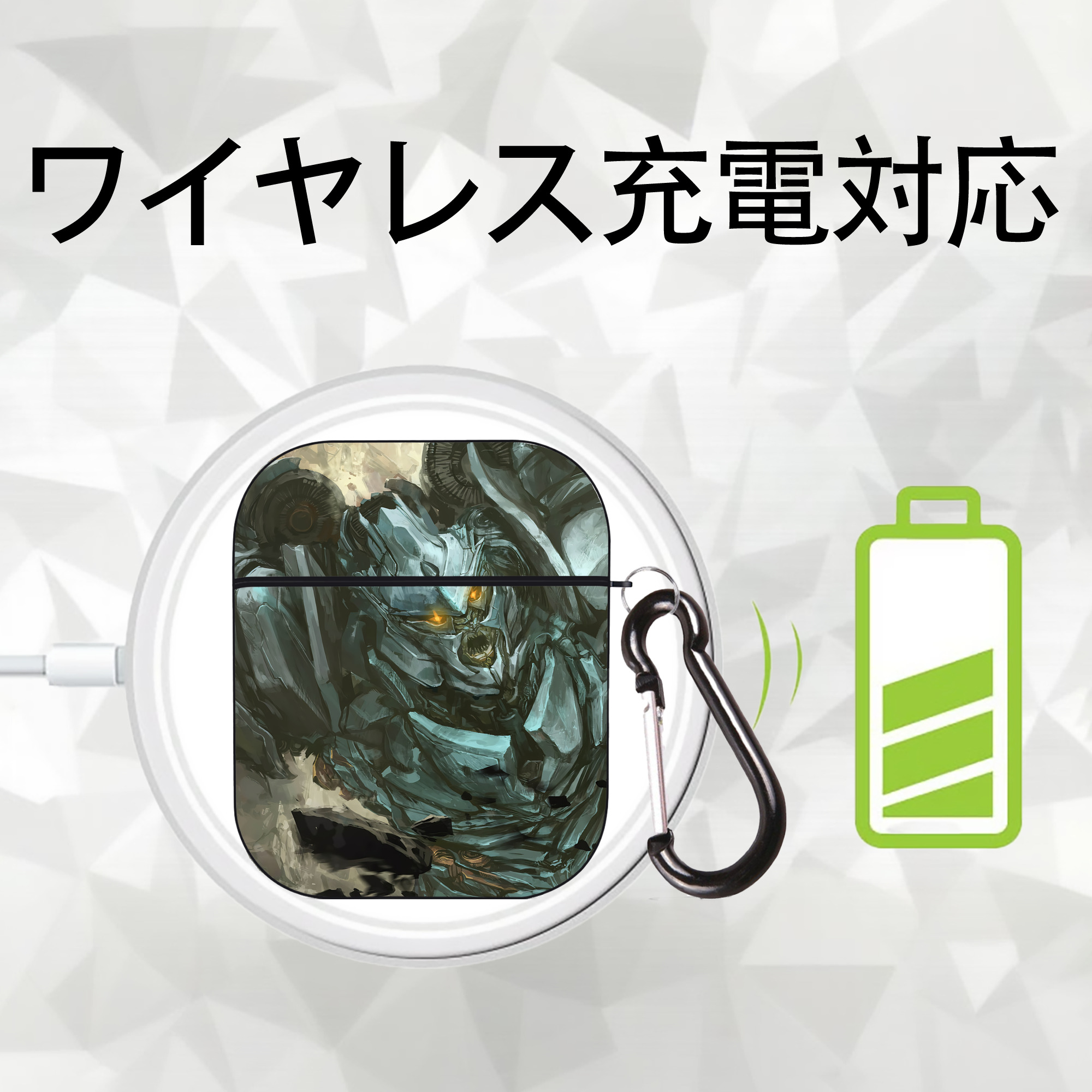 Transformers トランスフォーマー AirPods 第2世代保護ケース ハードシェル ブラック 耐衝撃・防指紋・カラビナ付き