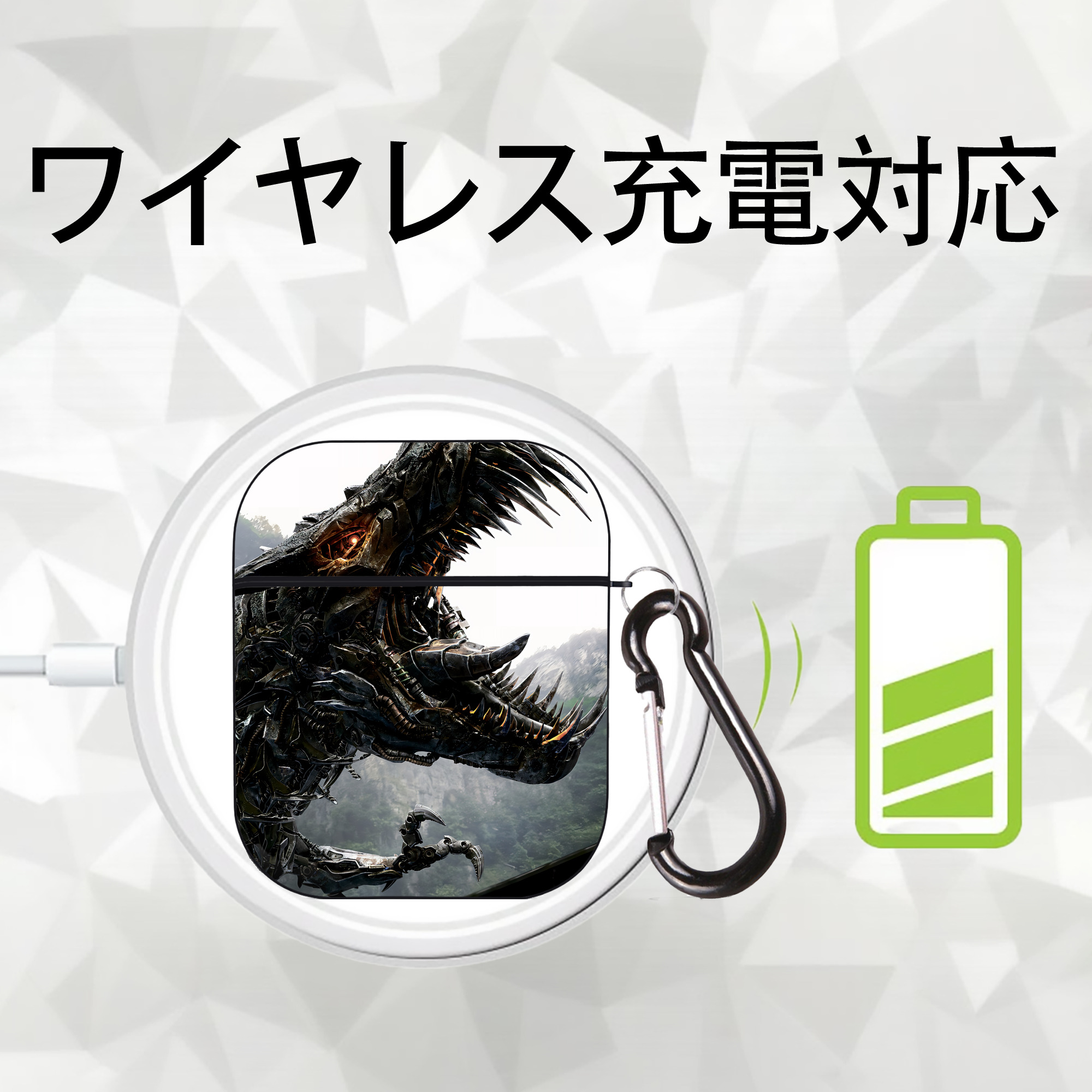 Transformers トランスフォーマー AirPods 第2世代保護ケース ハードシェル ブラック 耐衝撃・防指紋・カラビナ付き