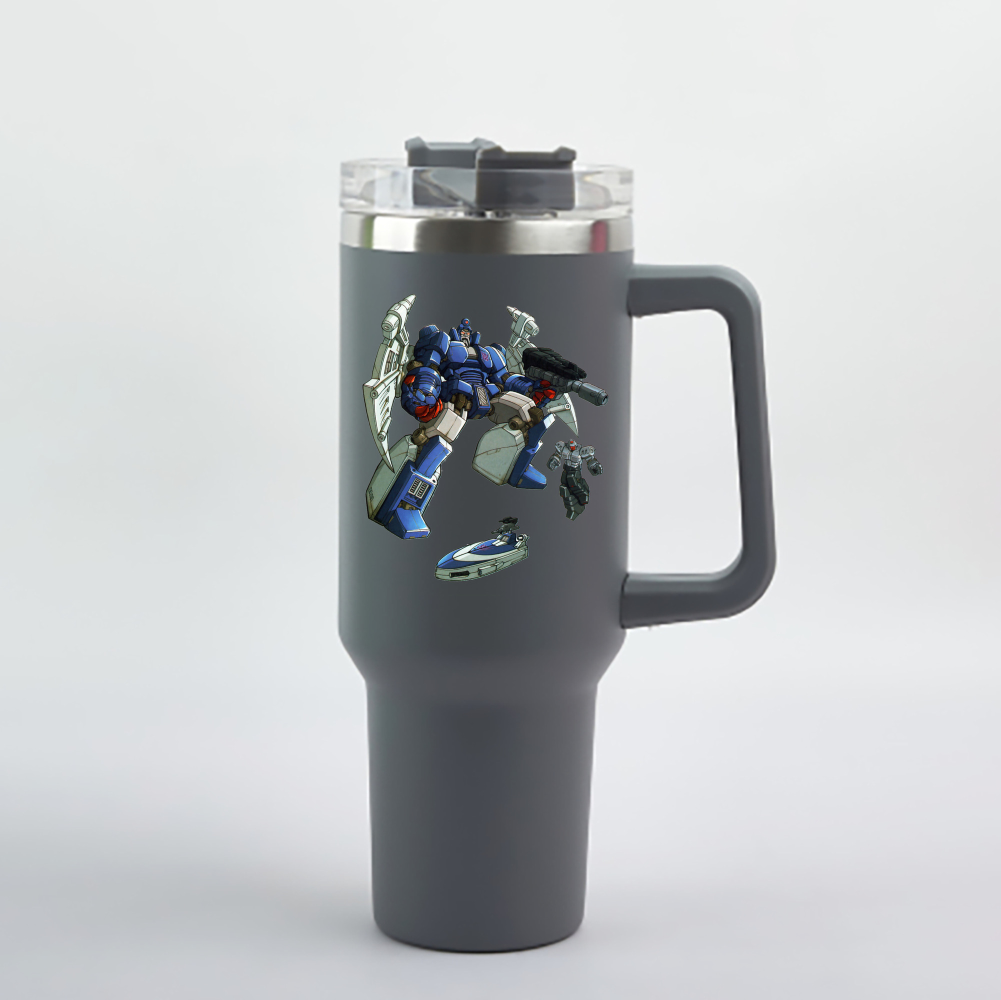 （画像用）  1200mL車用タンブラー - クリスタルステッカー（プラスチックストロー付き）