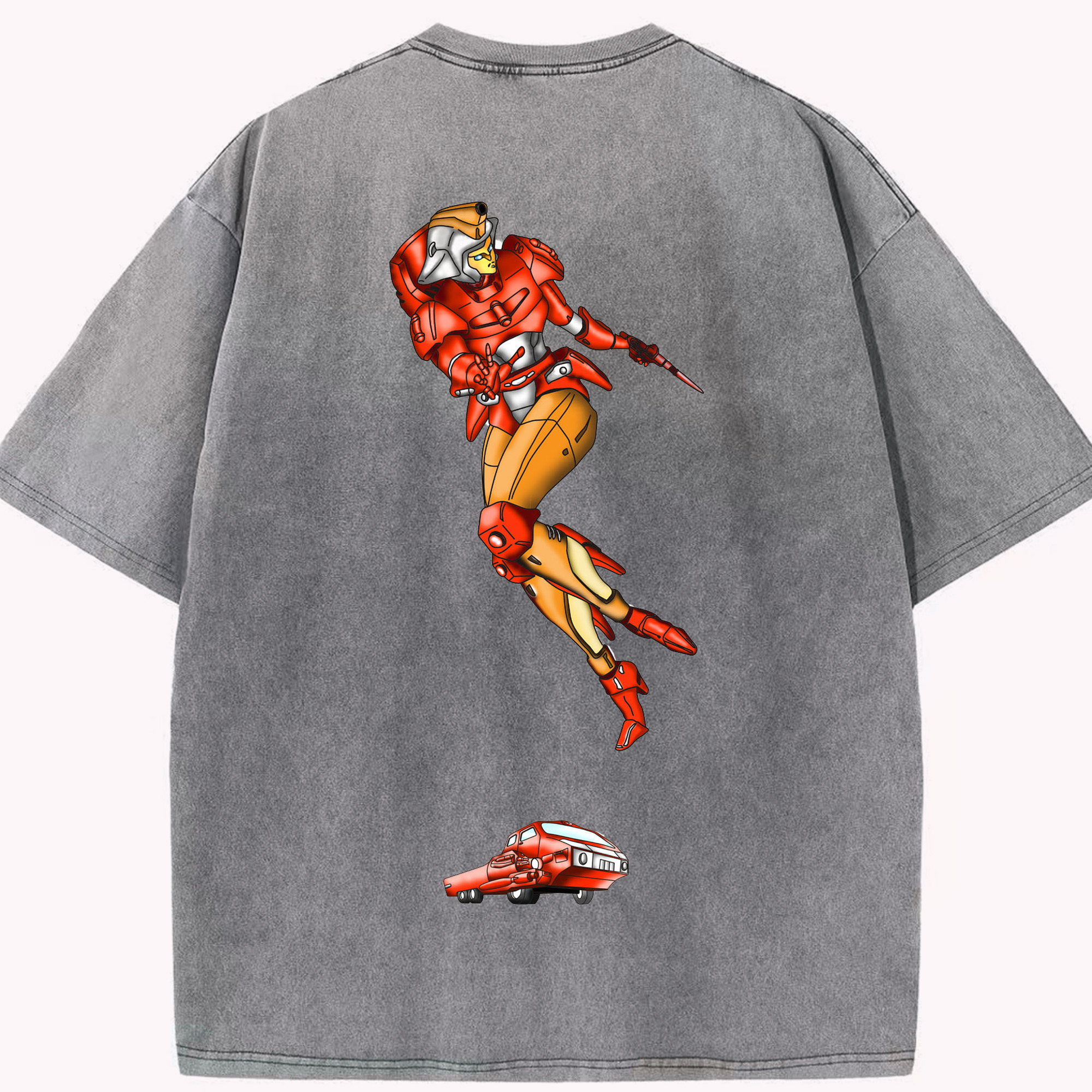 （画像用）  綿100% ヴィンテージ風 半袖Tシャツ（背面プリント）