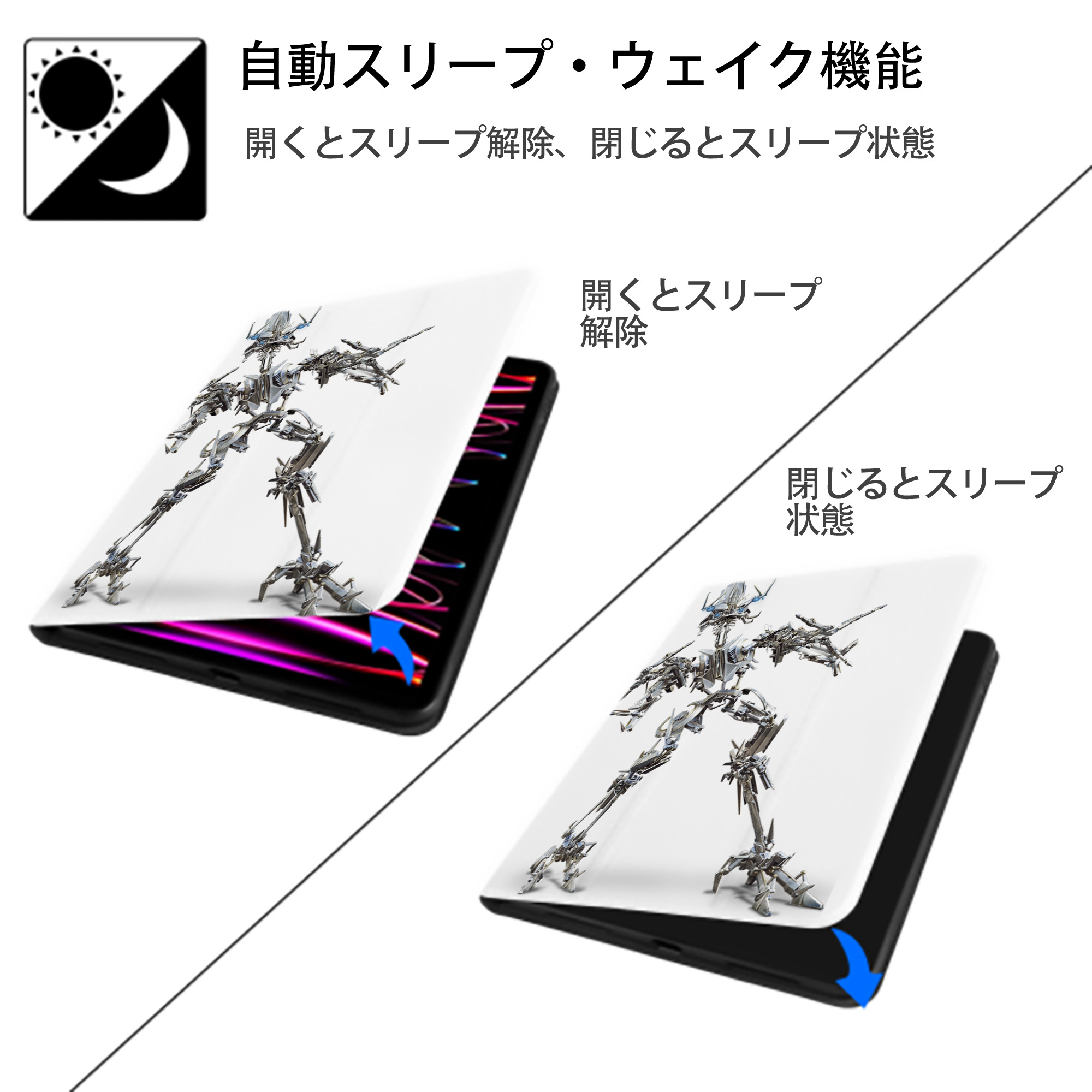  IPad ケース ペン収納付き 三つ折りスタンド PUレザー×シリコン 対応機種9.5/10.5/10.9インチ