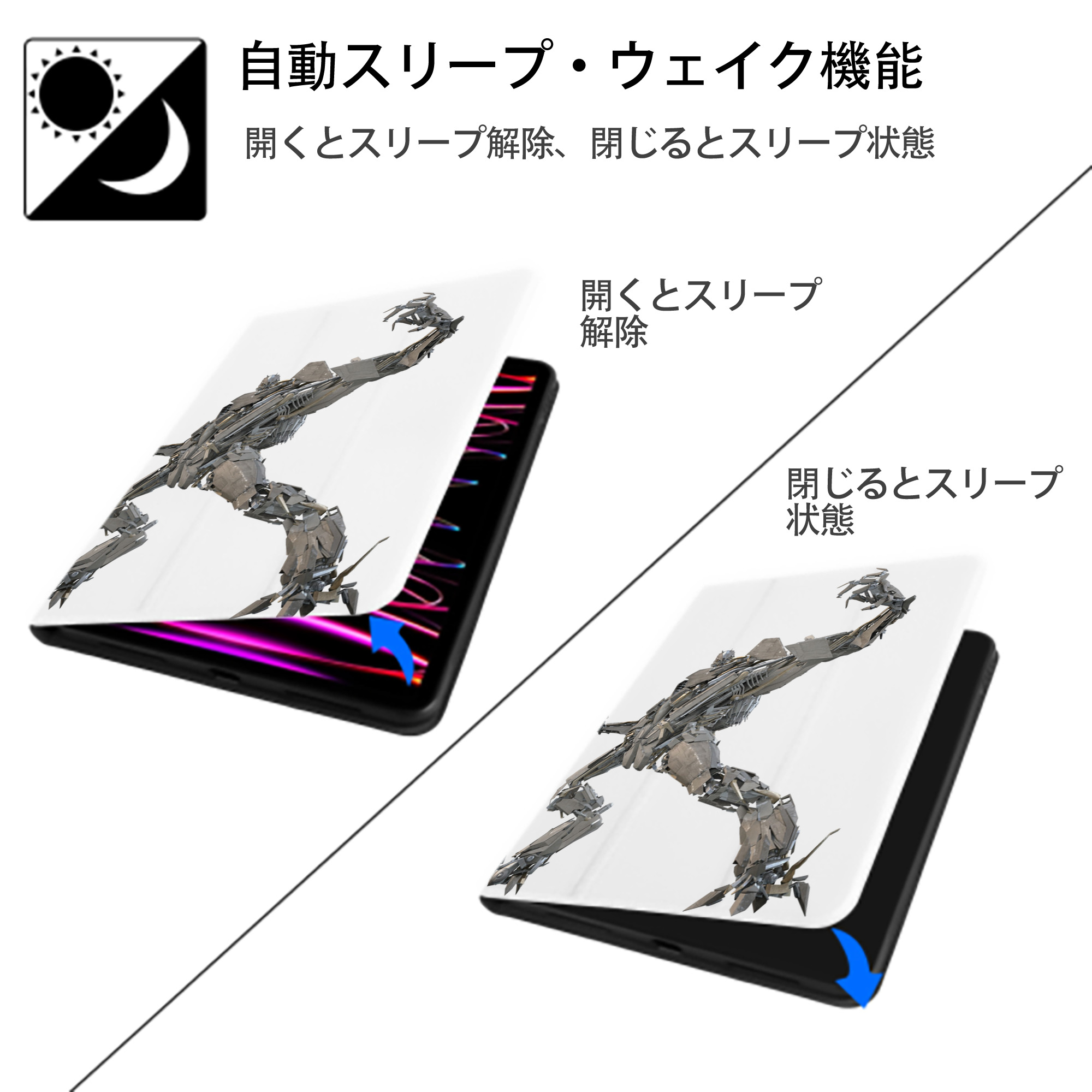  IPad ケース ペン収納付き 三つ折りスタンド PUレザー×シリコン 対応機種9.5/10.5/10.9インチ