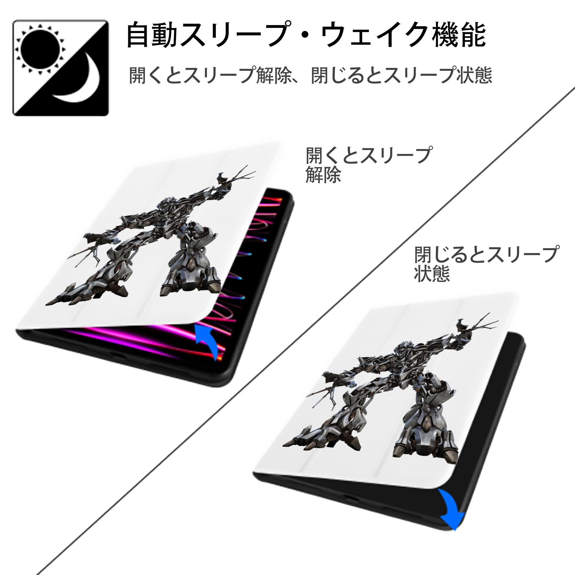  IPad ケース ペン収納付き 三つ折りスタンド PUレザー×シリコン 対応機種9.5/10.5/10.9インチ