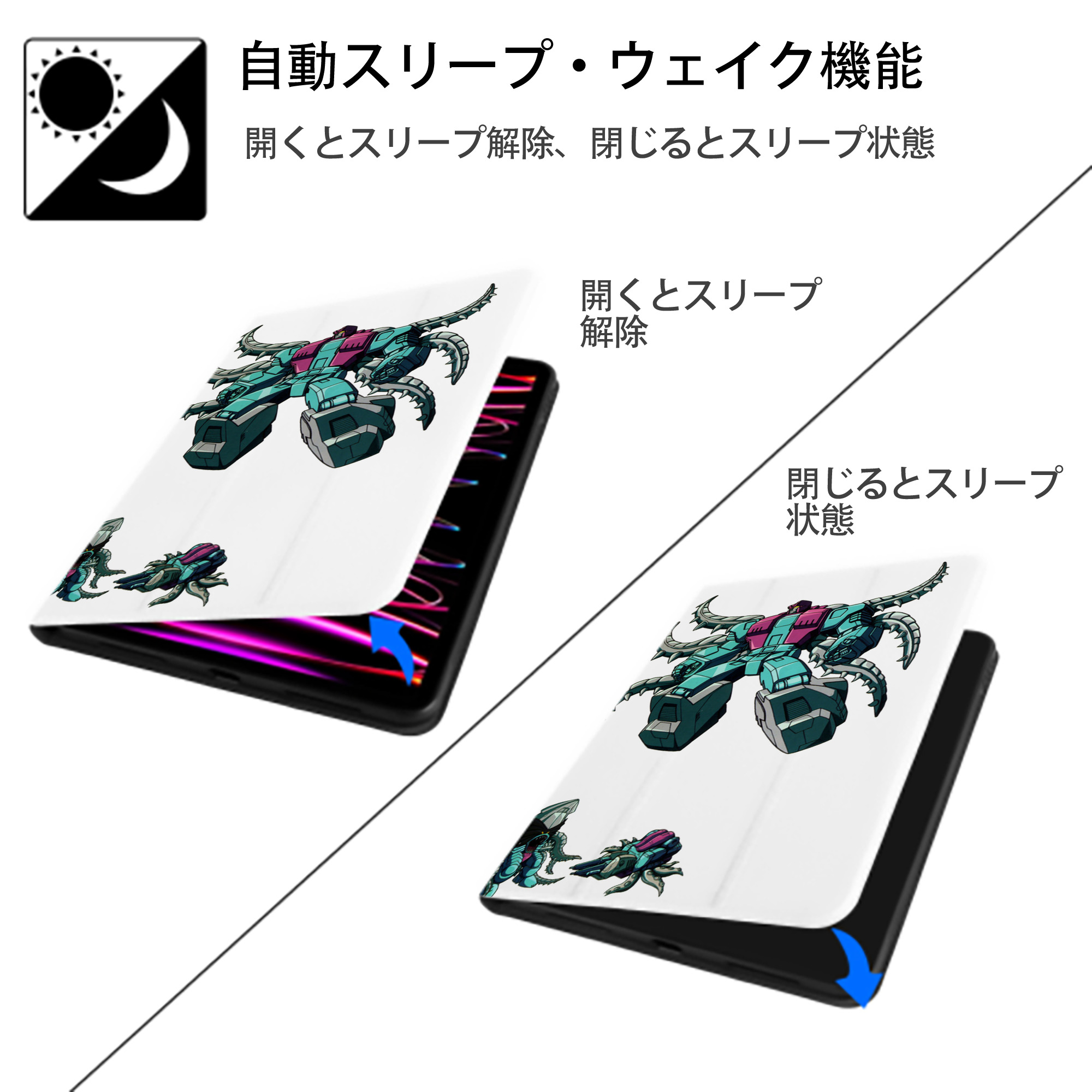  IPad ケース ペン収納付き 三つ折りスタンド PUレザー×シリコン 対応機種9.5/10.5/10.9インチ