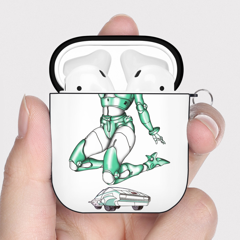 （画像用）  AirPods 第2世代保護ケース ハードシェル ブラック 耐衝撃・防指紋・カラビナ付き