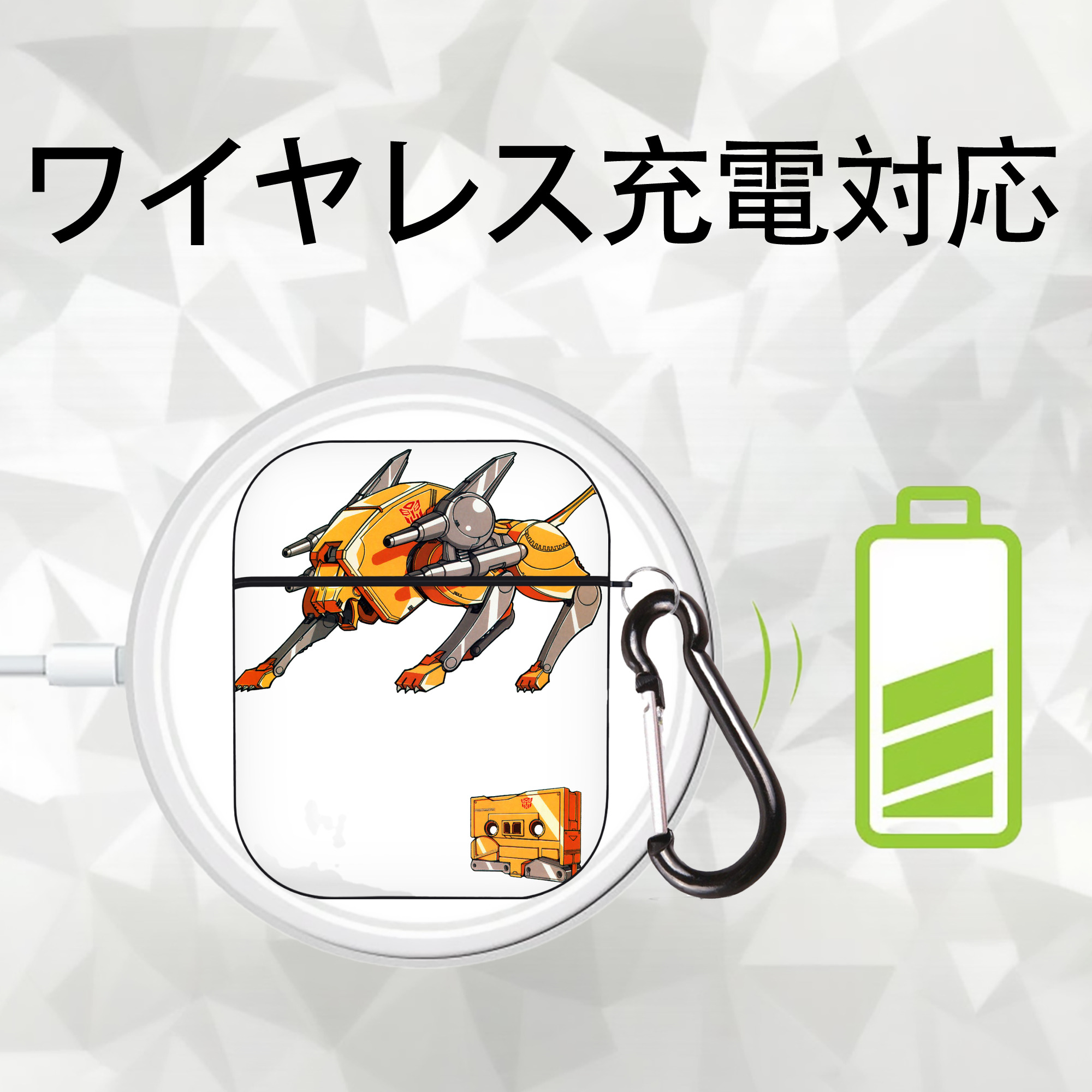 AirPods 第2世代保護ケース ハードシェル ブラック 耐衝撃・防指紋・カラビナ付き