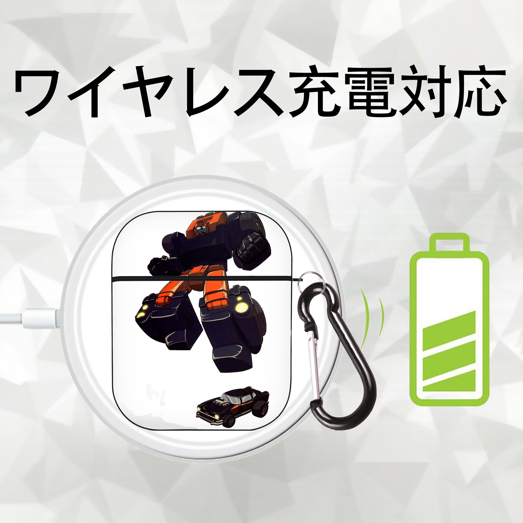  AirPods 第2世代保護ケース ハードシェル ブラック 耐衝撃・防指紋・カラビナ付き