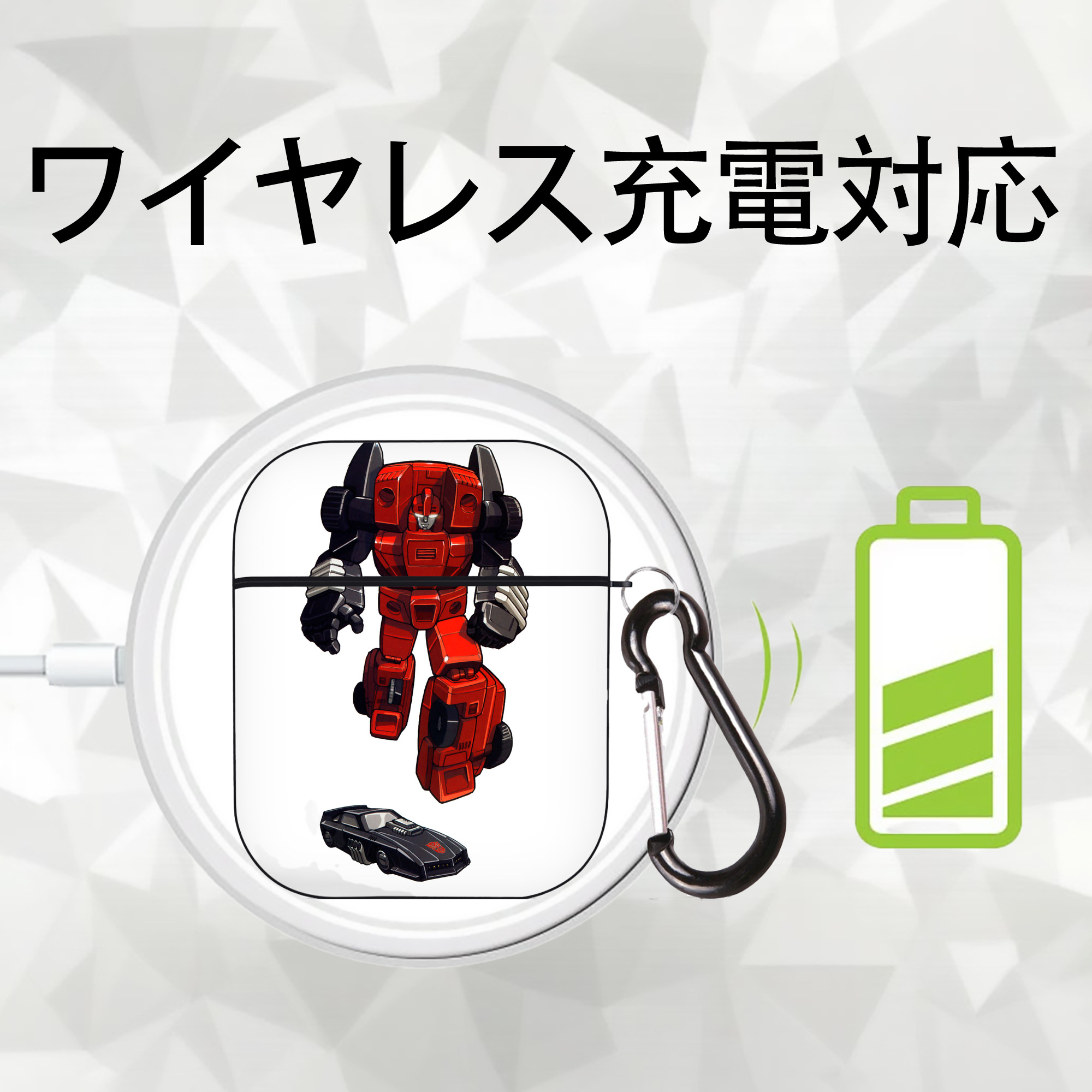  AirPods 第2世代保護ケース ハードシェル ブラック 耐衝撃・防指紋・カラビナ付き
