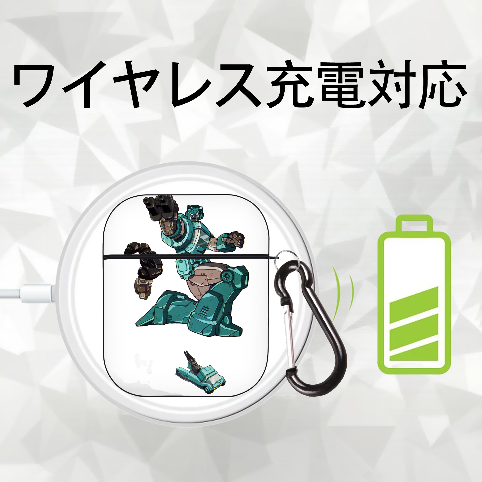  AirPods 第2世代保護ケース ハードシェル ブラック 耐衝撃・防指紋・カラビナ付き