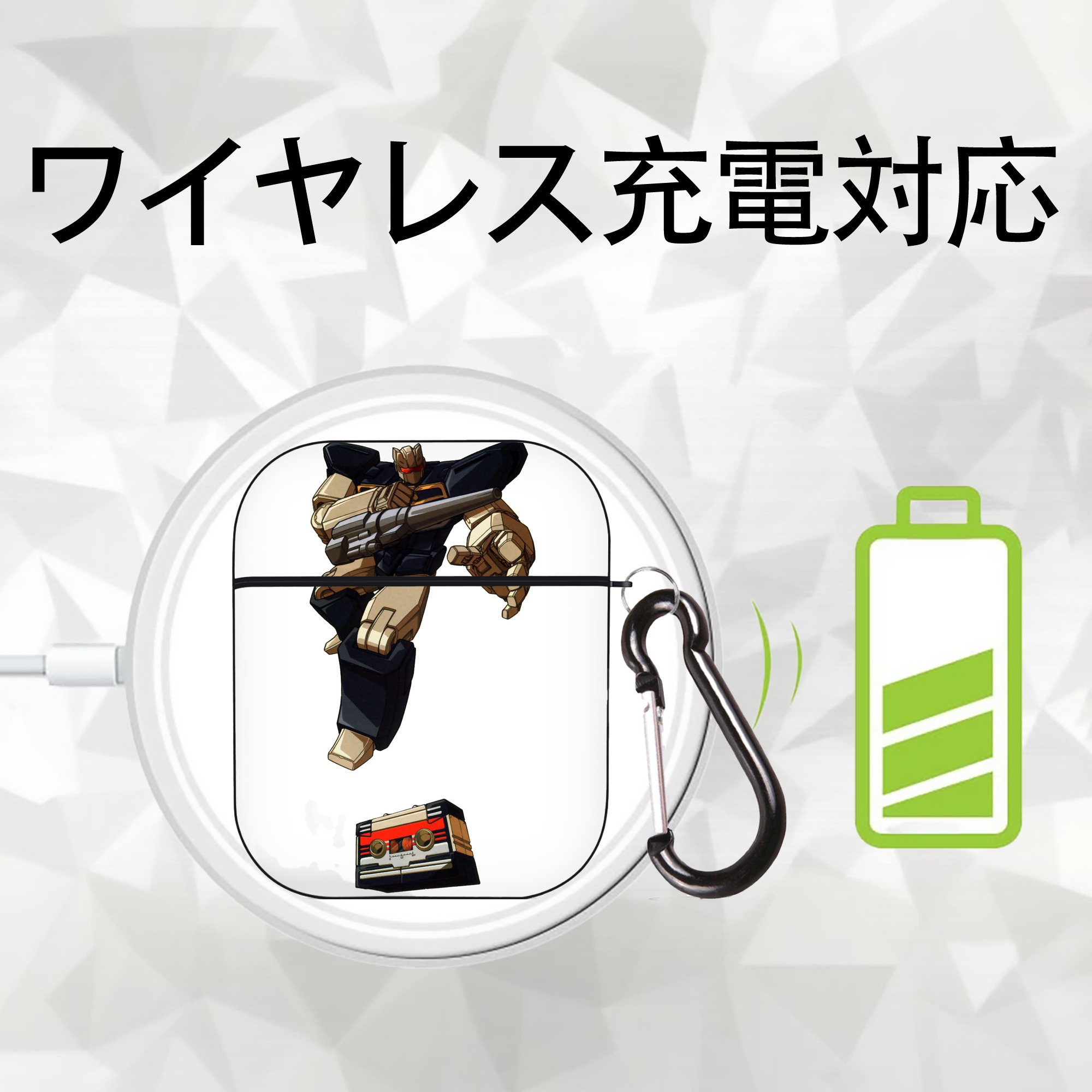 AirPods 第2世代保護ケース ハードシェル ブラック 耐衝撃・防指紋・カラビナ付き