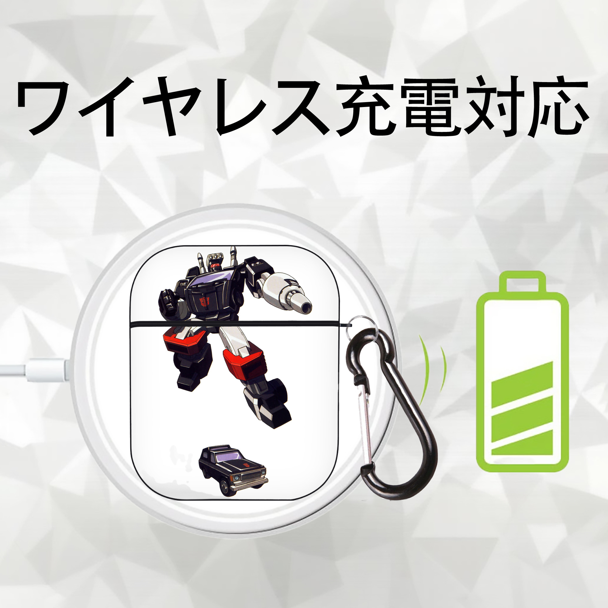  AirPods 第2世代保護ケース ハードシェル ブラック 耐衝撃・防指紋・カラビナ付き