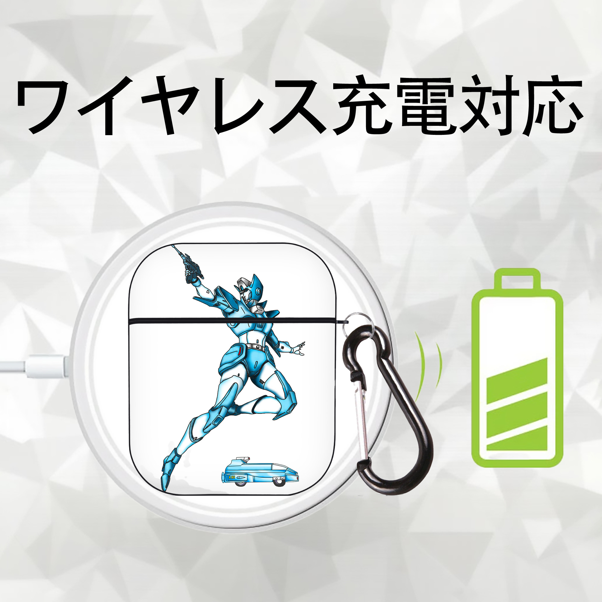  AirPods 第2世代保護ケース ハードシェル ブラック 耐衝撃・防指紋・カラビナ付き
