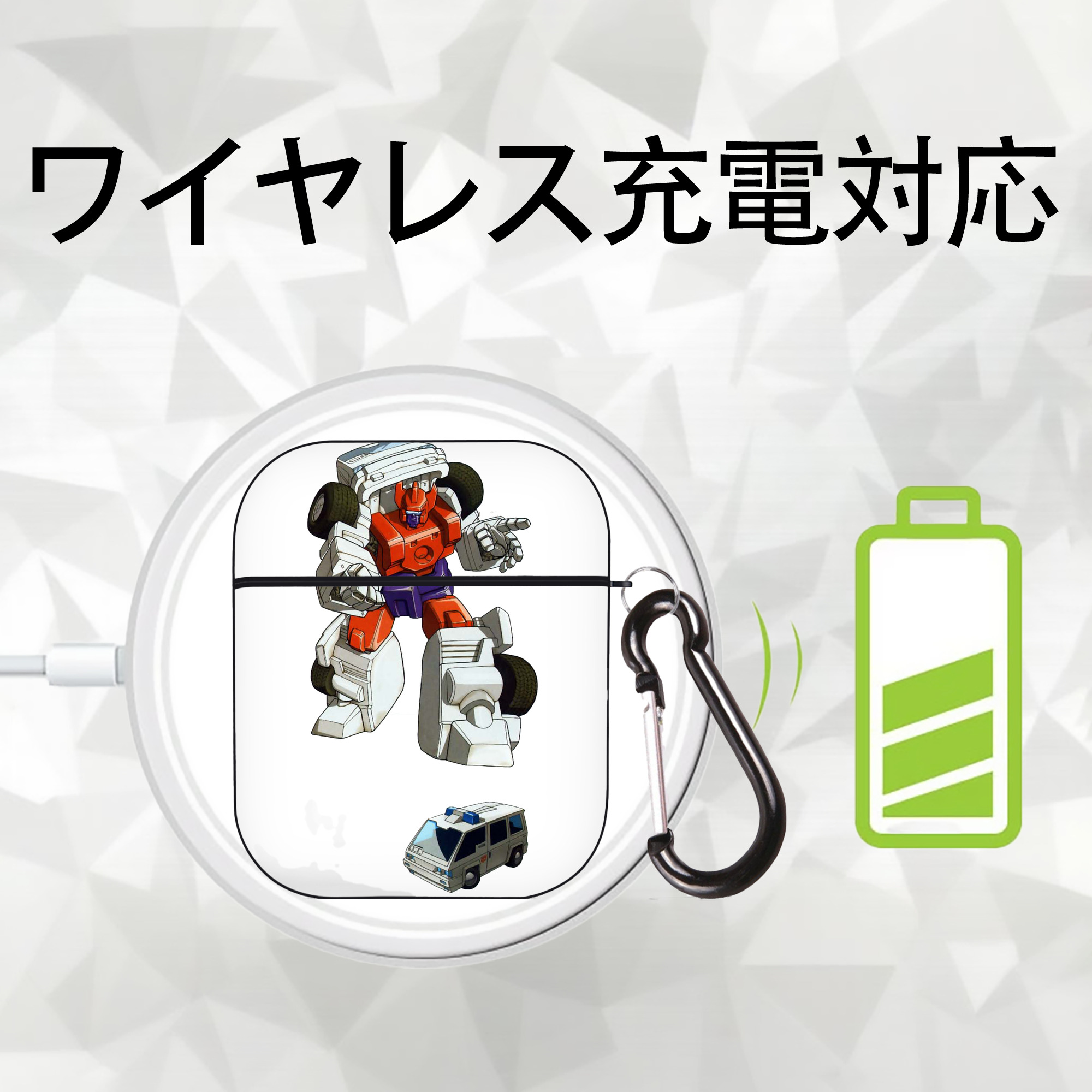  AirPods 第2世代保護ケース ハードシェル ブラック 耐衝撃・防指紋・カラビナ付き