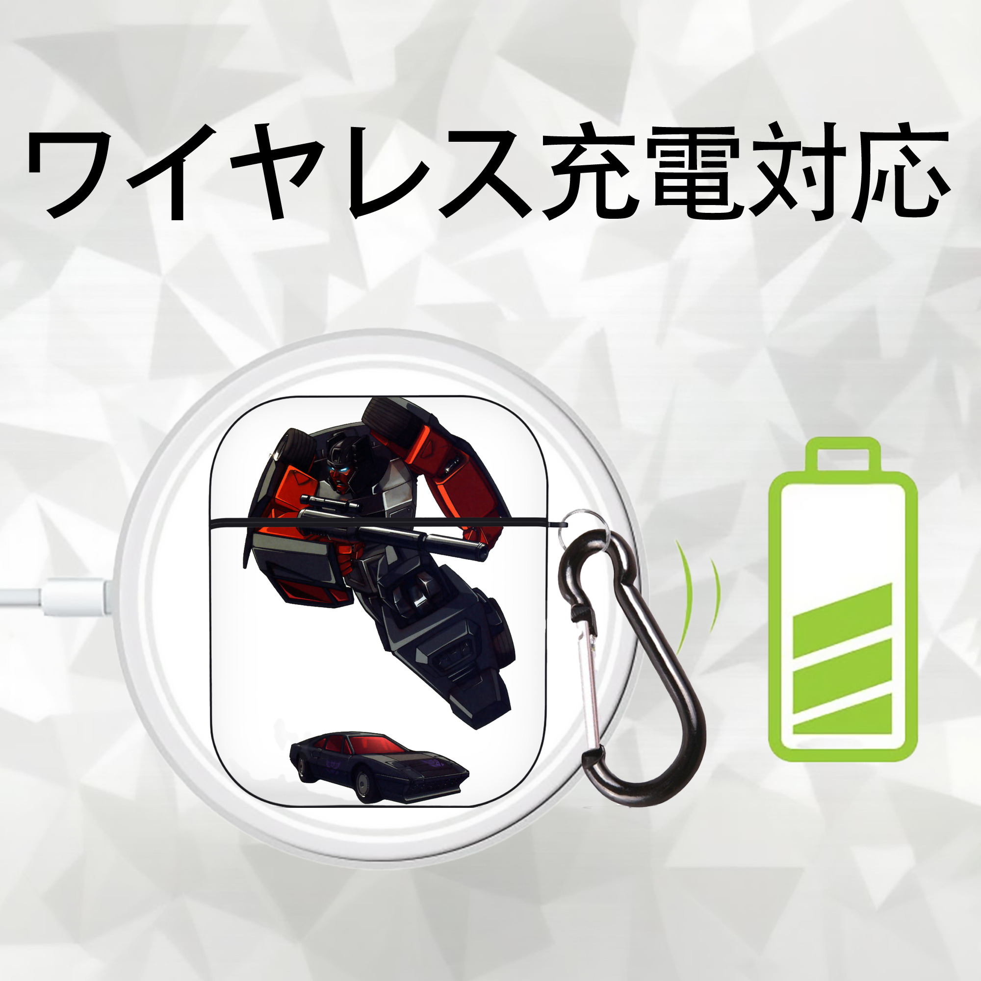  AirPods 第2世代保護ケース ハードシェル ブラック 耐衝撃・防指紋・カラビナ付き