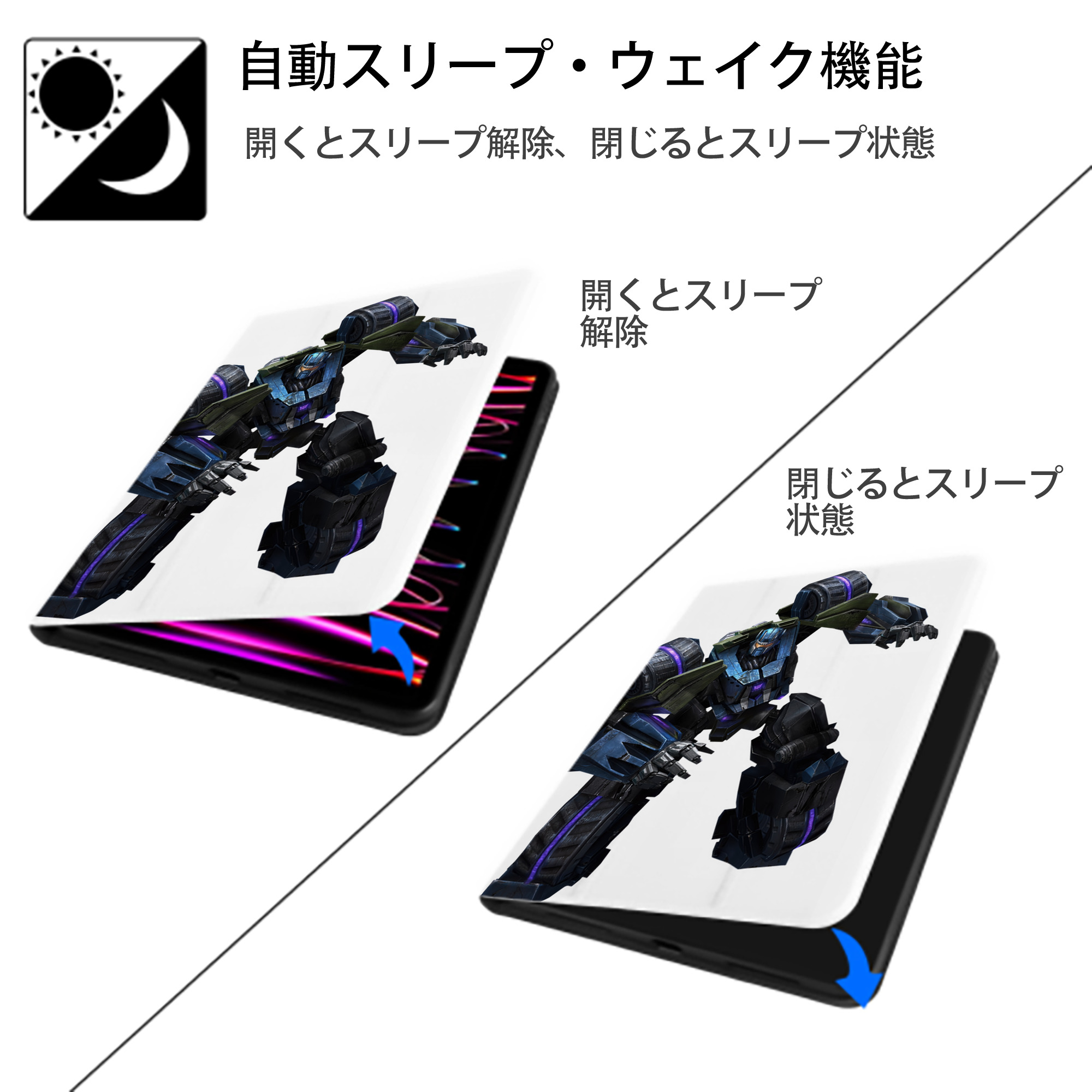Transformers トランスフォーマー IPad ケース ペン収納付き 三つ折りスタンド PUレザー×シリコン 対応機種9.5/10.5/10.9インチ