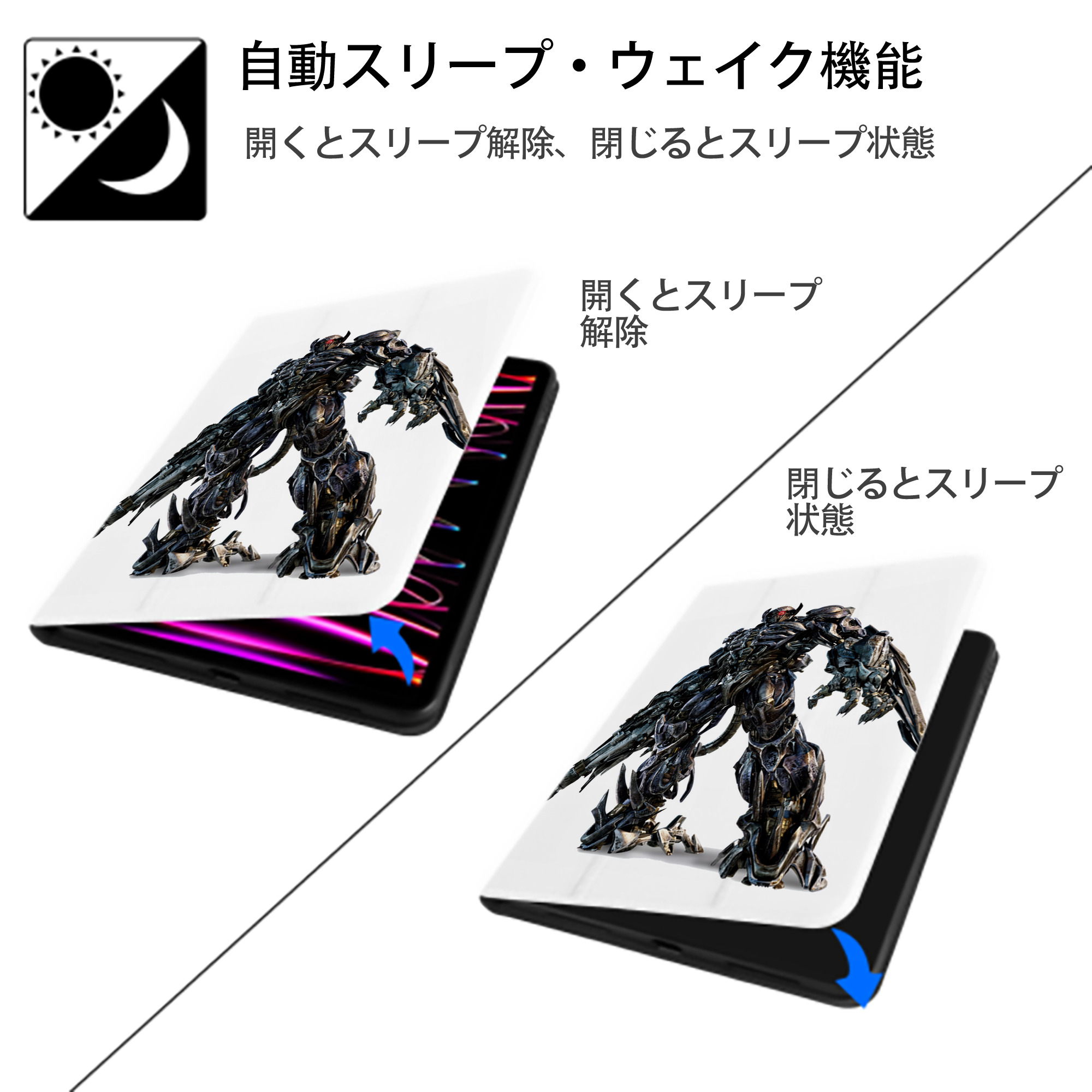 Transformers トランスフォーマー IPad ケース ペン収納付き 三つ折りスタンド PUレザー×シリコン 対応機種9.5/10.5/10.9インチ