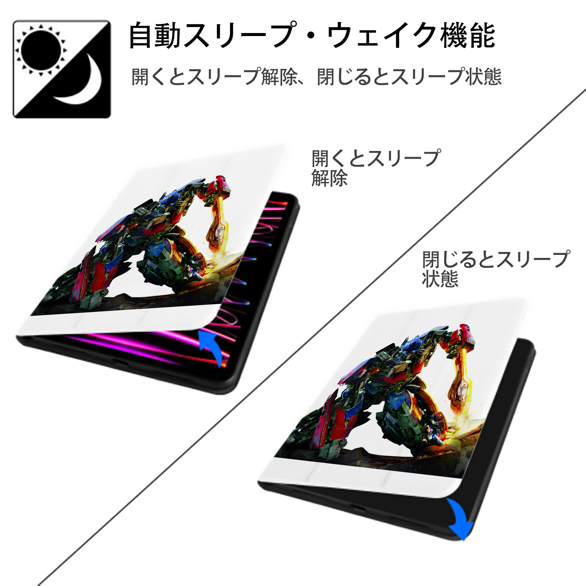 Transformers トランスフォーマー IPad ケース ペン収納付き 三つ折りスタンド PUレザー×シリコン 対応機種9.5/10.5/10.9インチ