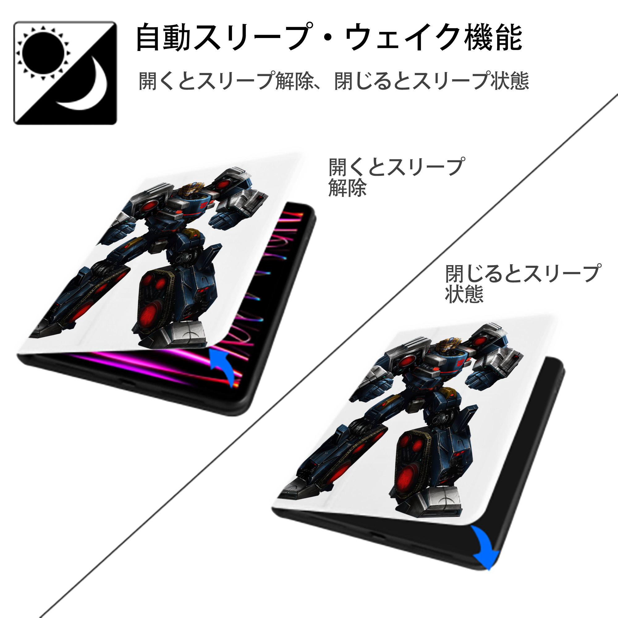 Transformers トランスフォーマー IPad ケース ペン収納付き 三つ折りスタンド PUレザー×シリコン 対応機種9.5/10.5/10.9インチ