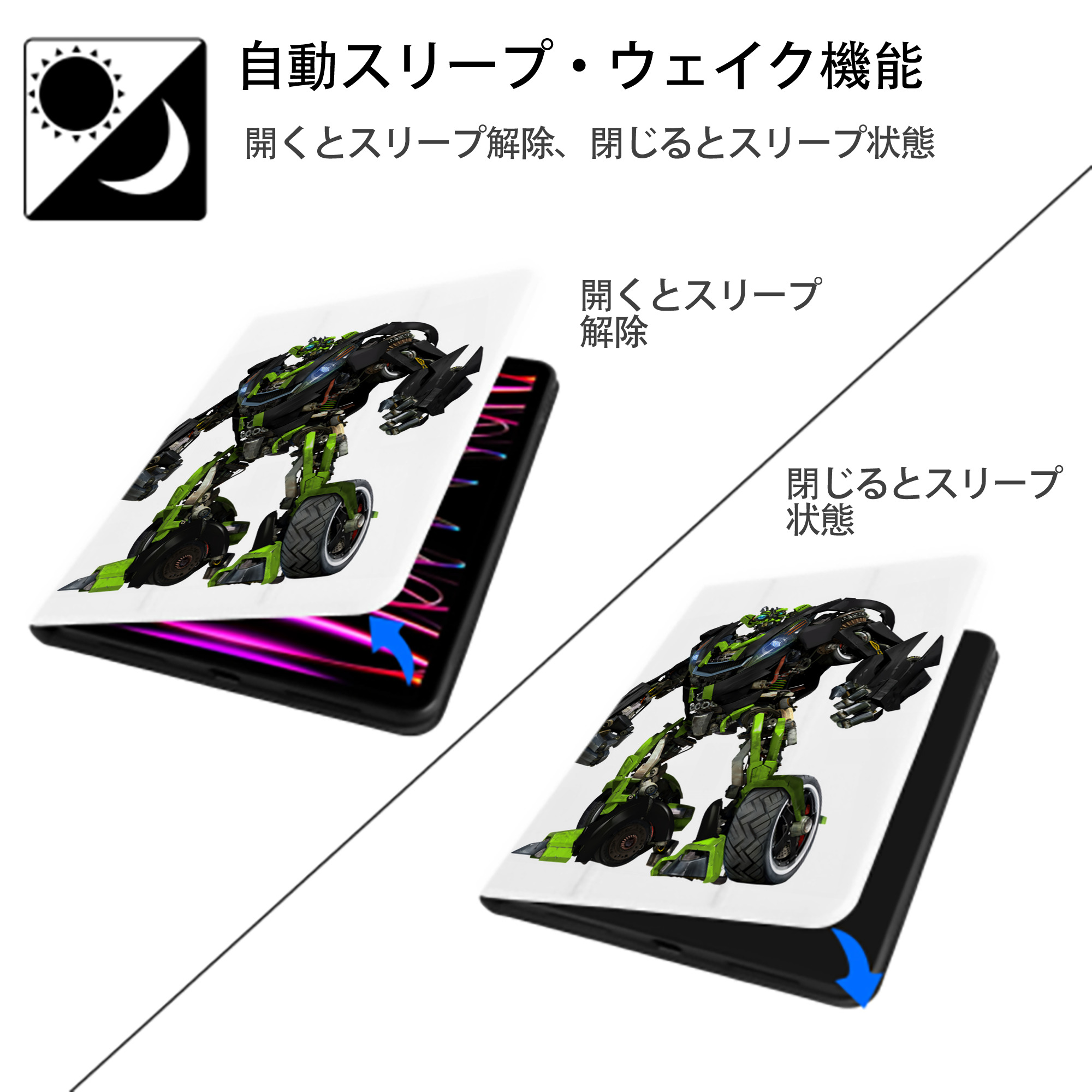 Transformers トランスフォーマー IPad ケース ペン収納付き 三つ折りスタンド PUレザー×シリコン 対応機種9.5/10.5/10.9インチ