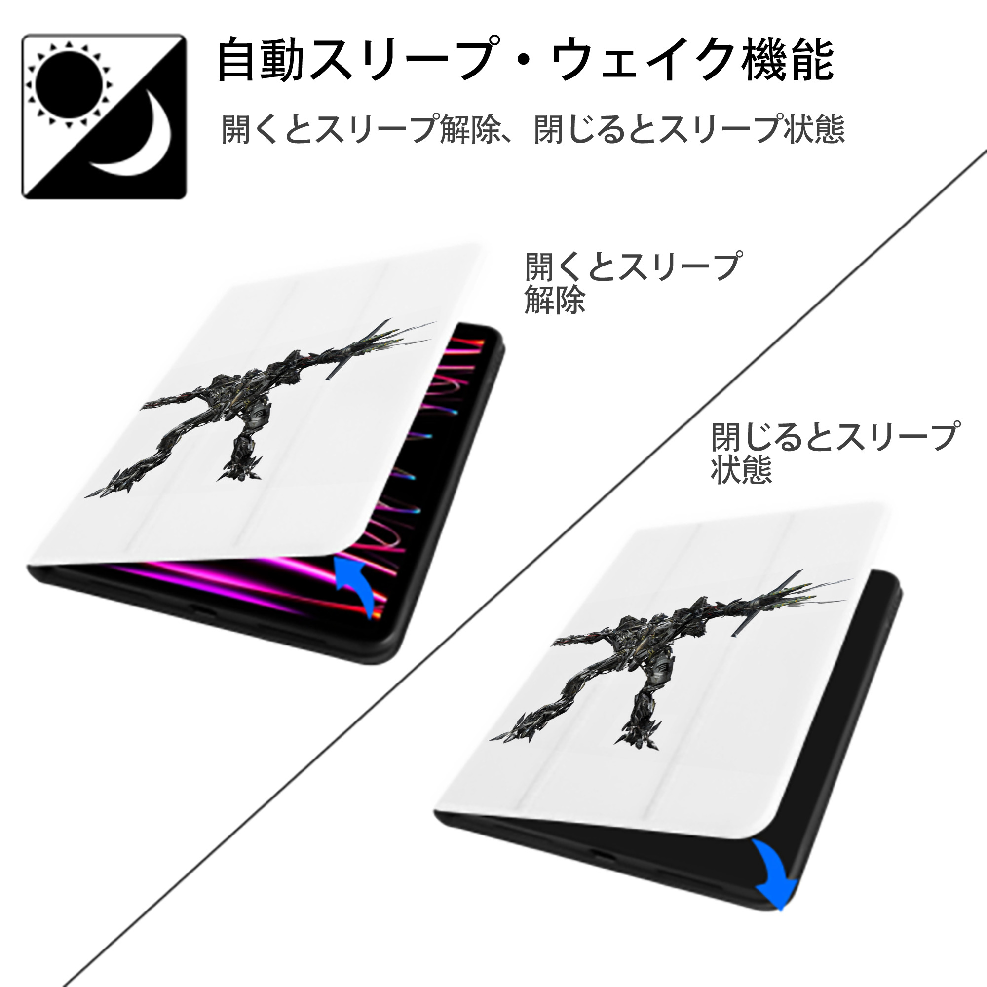 Transformers トランスフォーマー IPad ケース ペン収納付き 三つ折りスタンド PUレザー×シリコン 対応機種9.5/10.5/10.9インチ